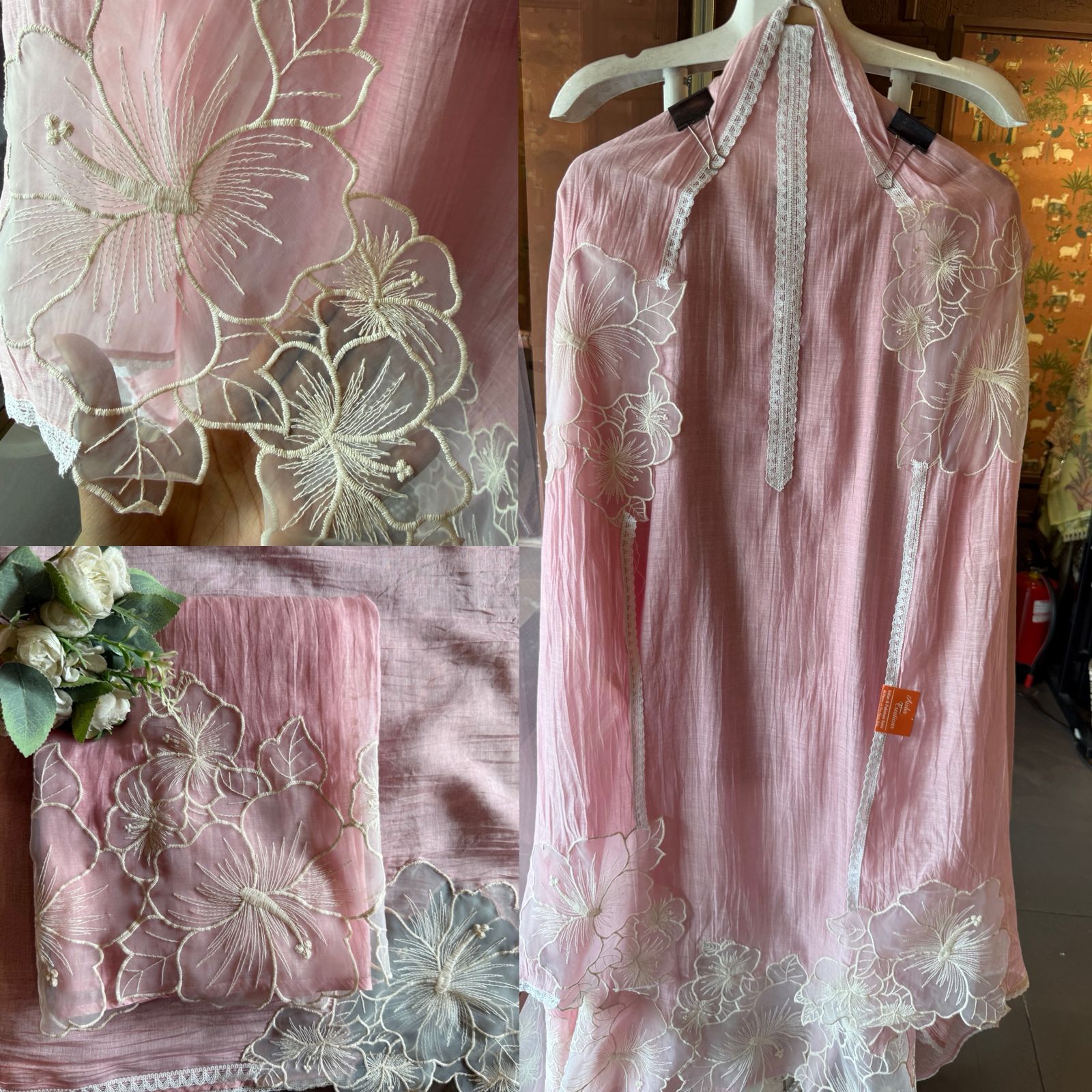 Floral Appliqué Suit Set