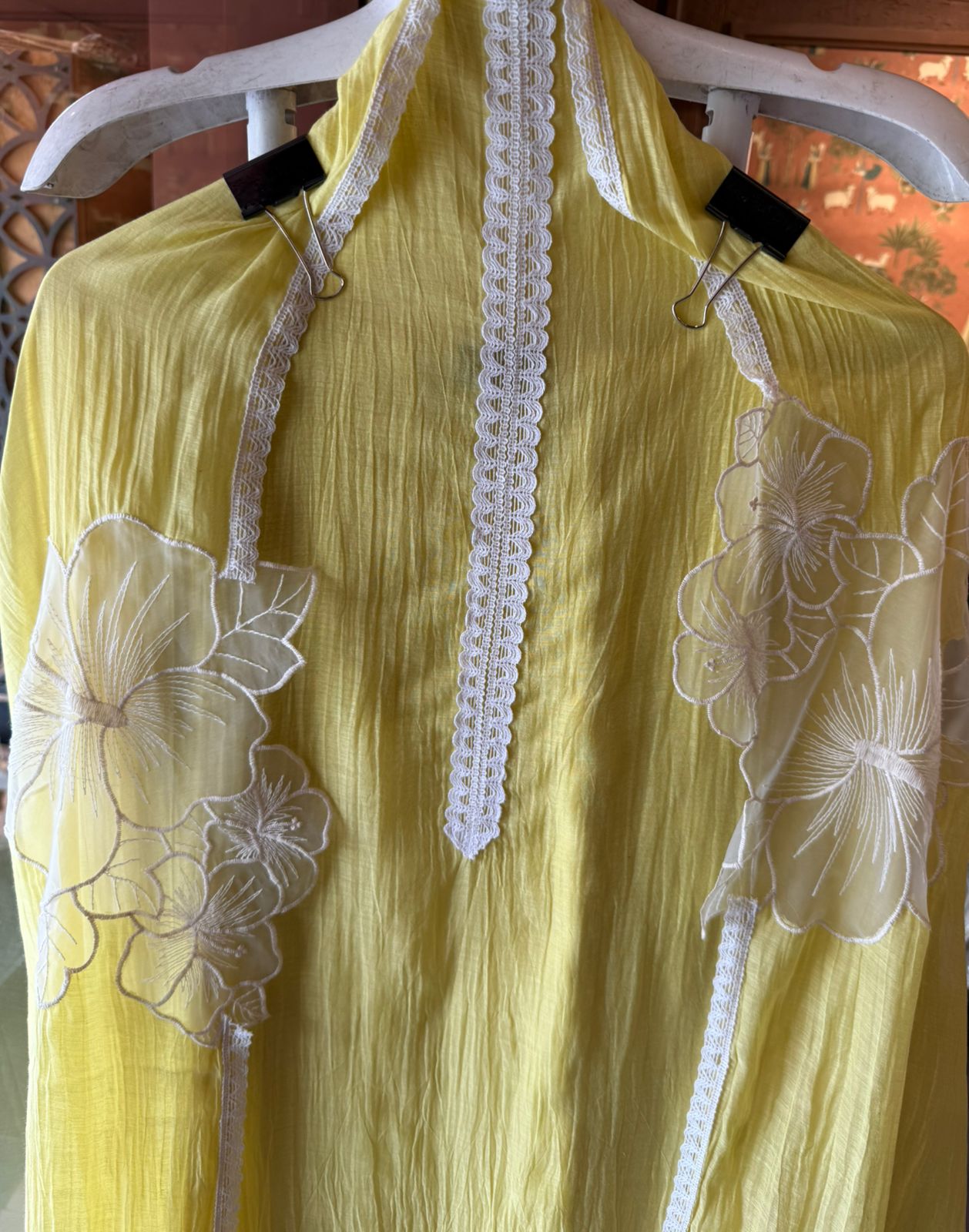 Floral Appliqué Suit Set