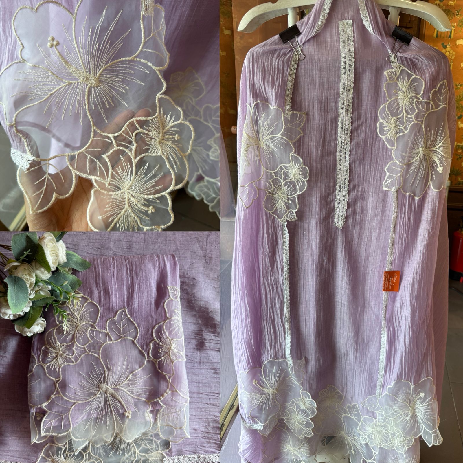 Floral Appliqué Suit Set