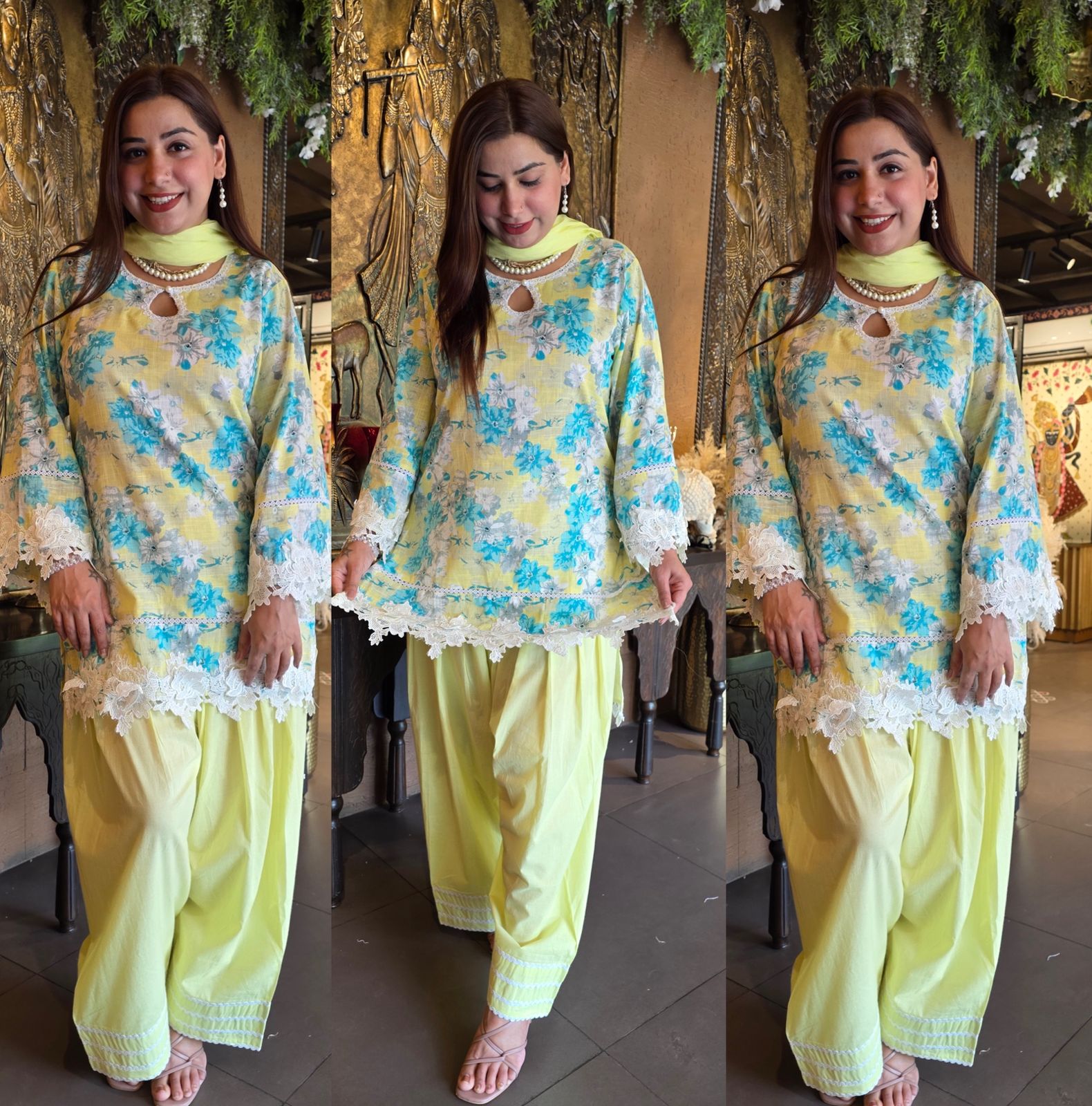 Sunshine Bloom Printed Cotton Kurta Set