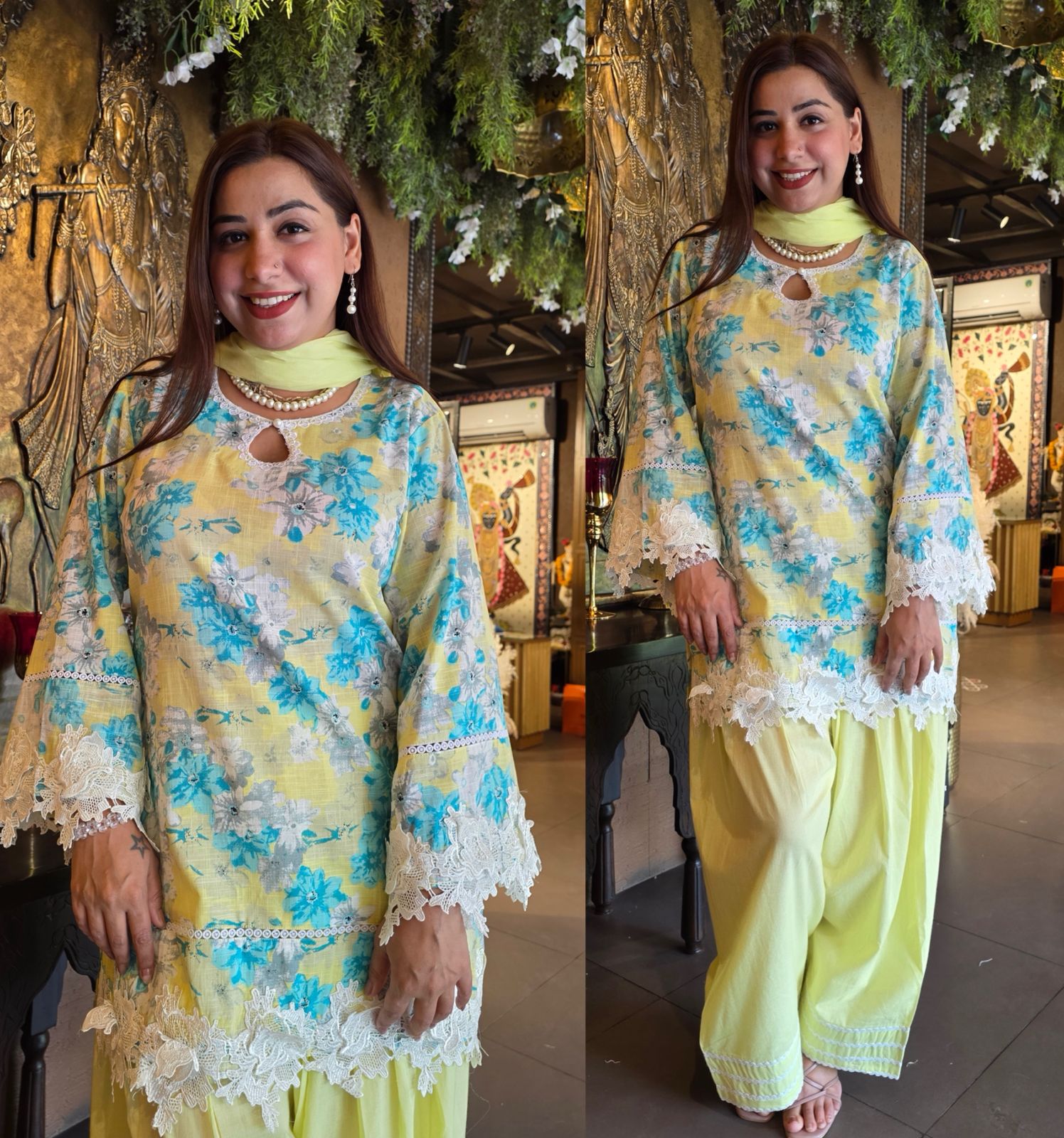 Sunshine Bloom Printed Cotton Kurta Set