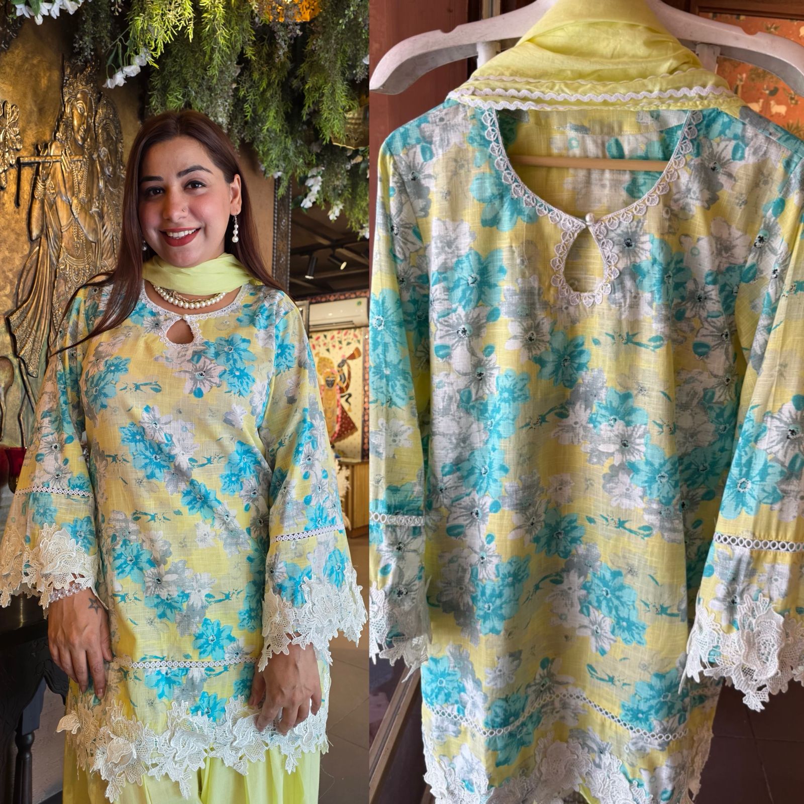 Sunshine Bloom Printed Cotton Kurta Set