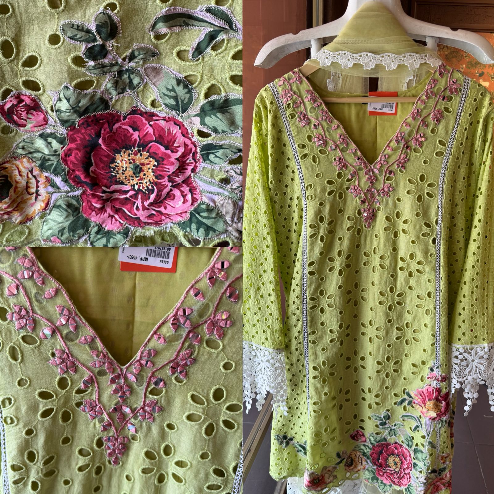 Hakuba cotton Schiffli Embroidered 3 Piece sets