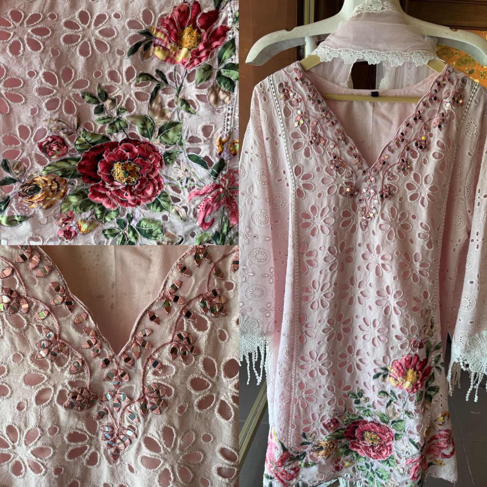 Hakuba cotton Schiffli Embroidered 3 Piece sets