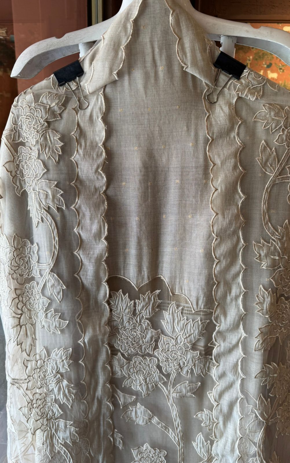 Champagne Floral Embroidered appliqué work Suit