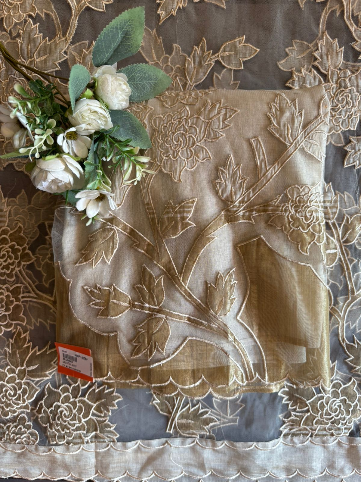 Champagne Floral Embroidered appliqué work Suit