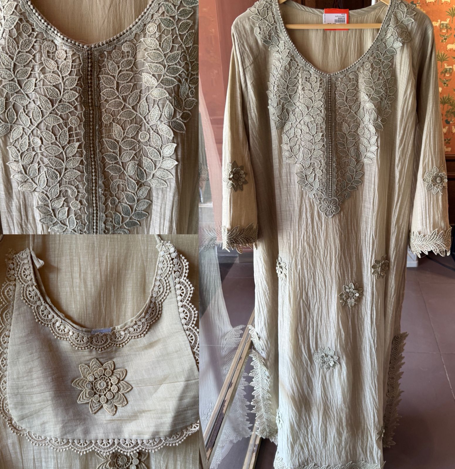 Floral Schiffli work Kurta set