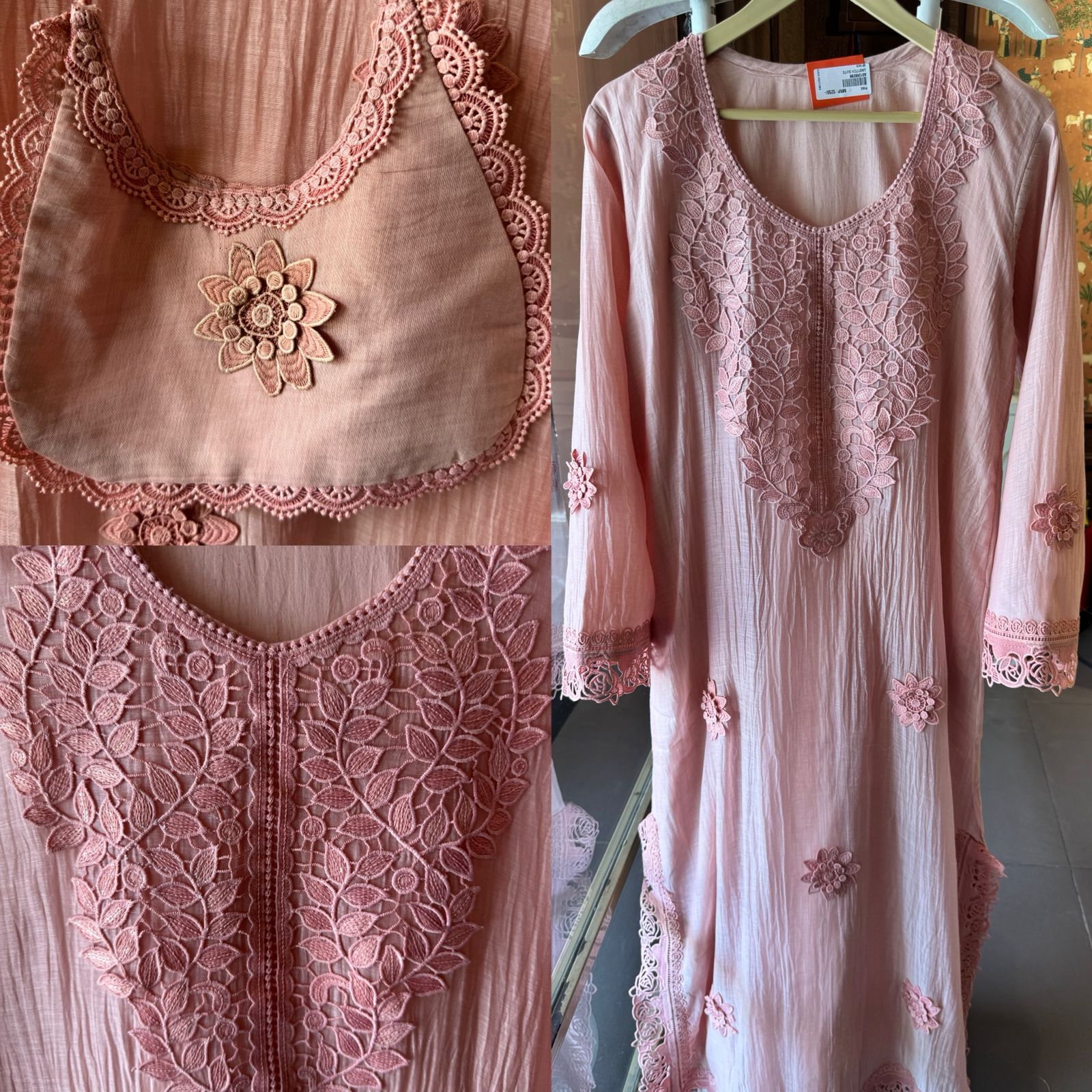 Floral Schiffli work Kurta set
