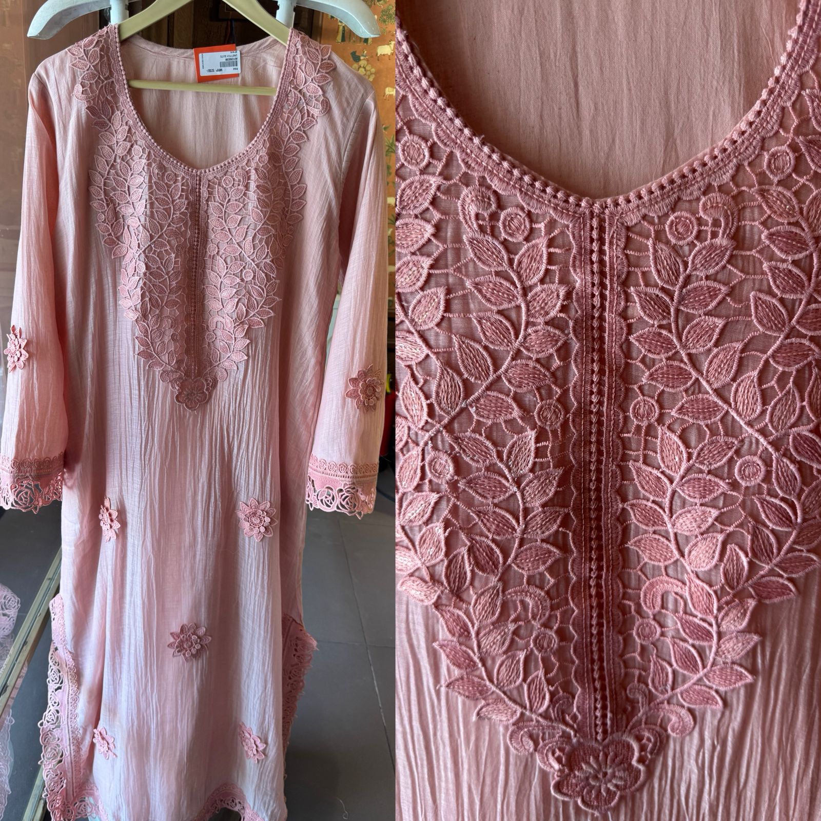 Floral Schiffli work Kurta set