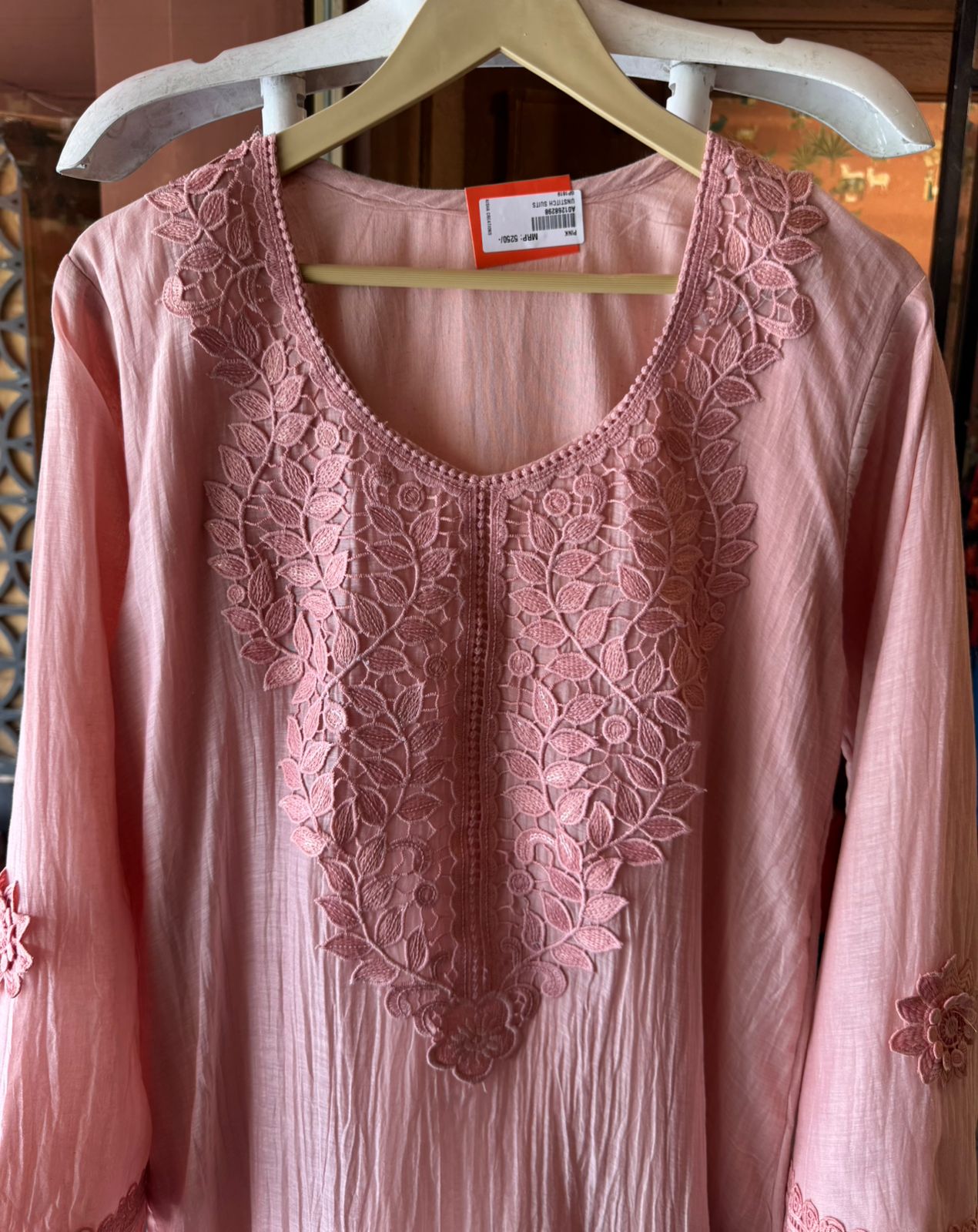 Floral Schiffli work Kurta set