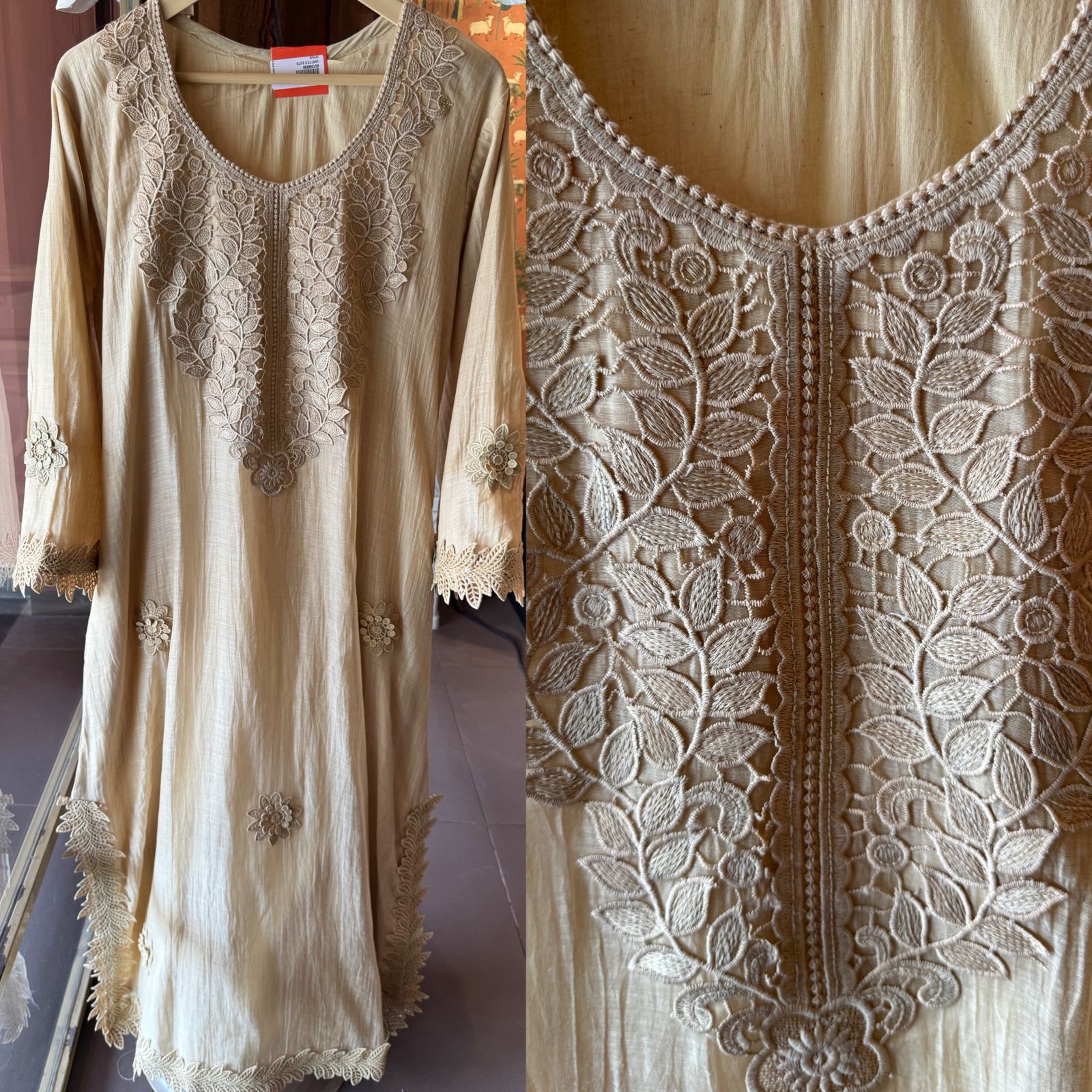 Floral Schiffli work Kurta set