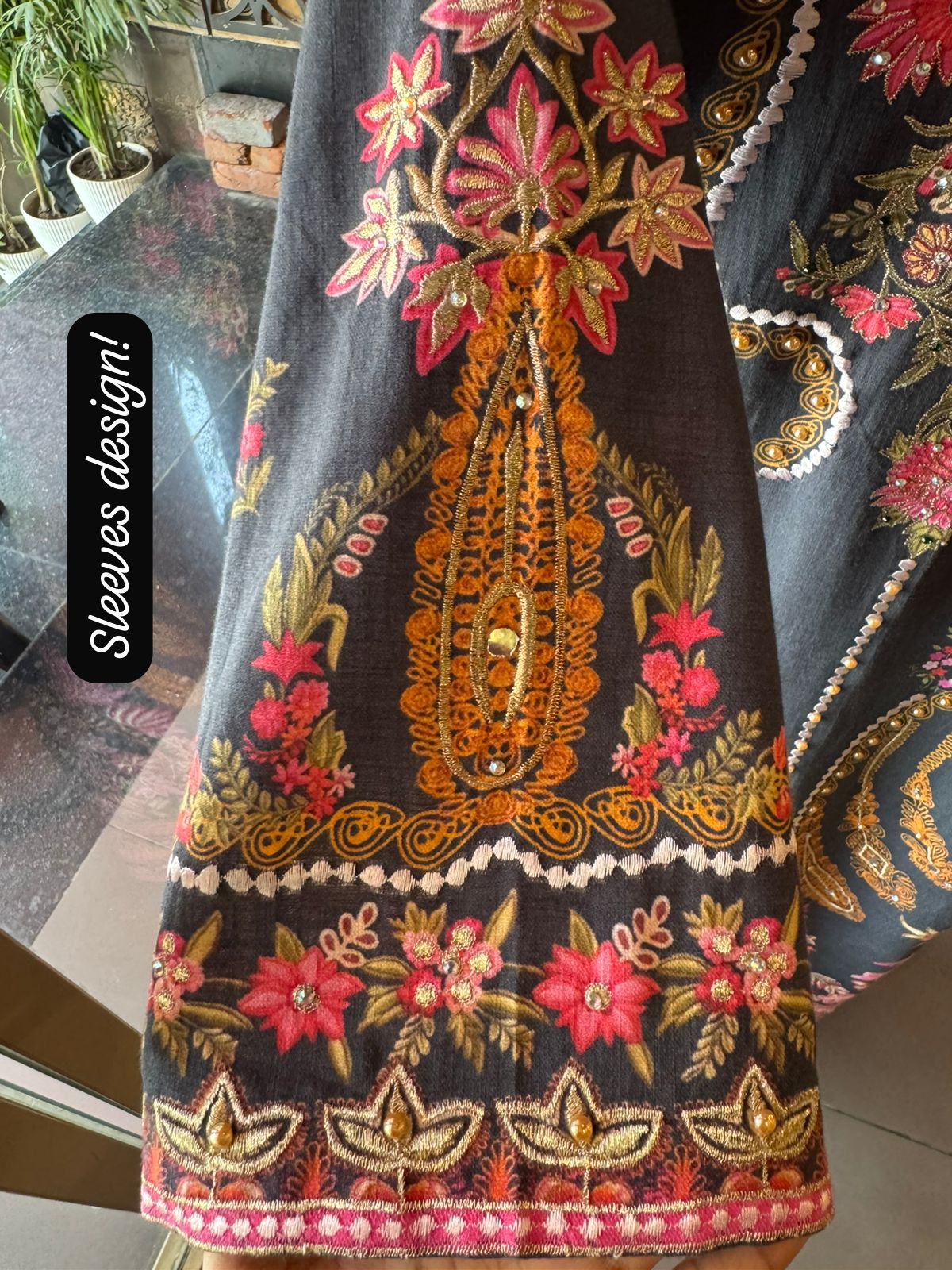Midnight Black Floral Embroidered tunic set