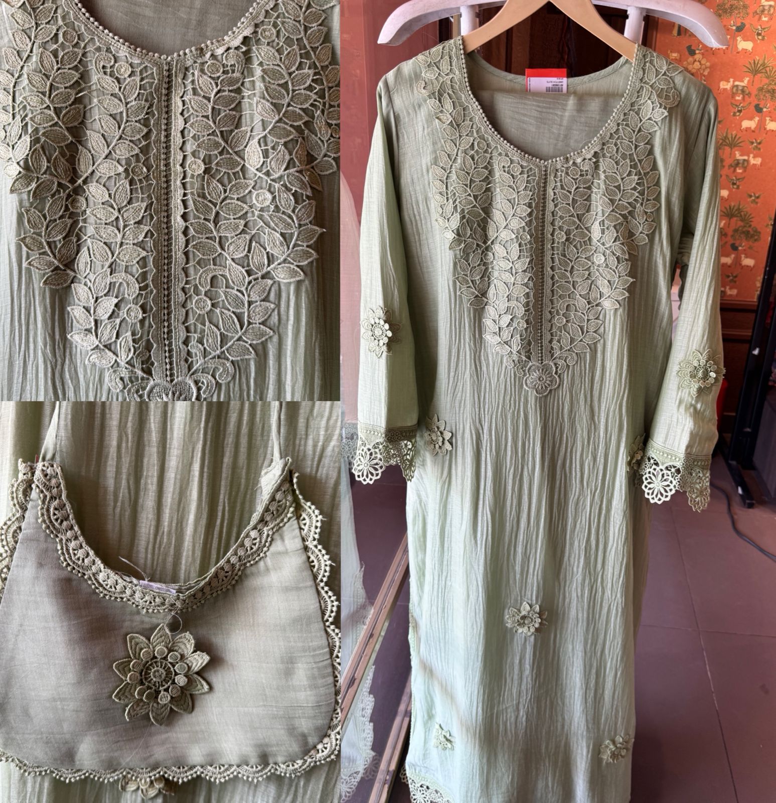 Floral Schiffli work Kurta set