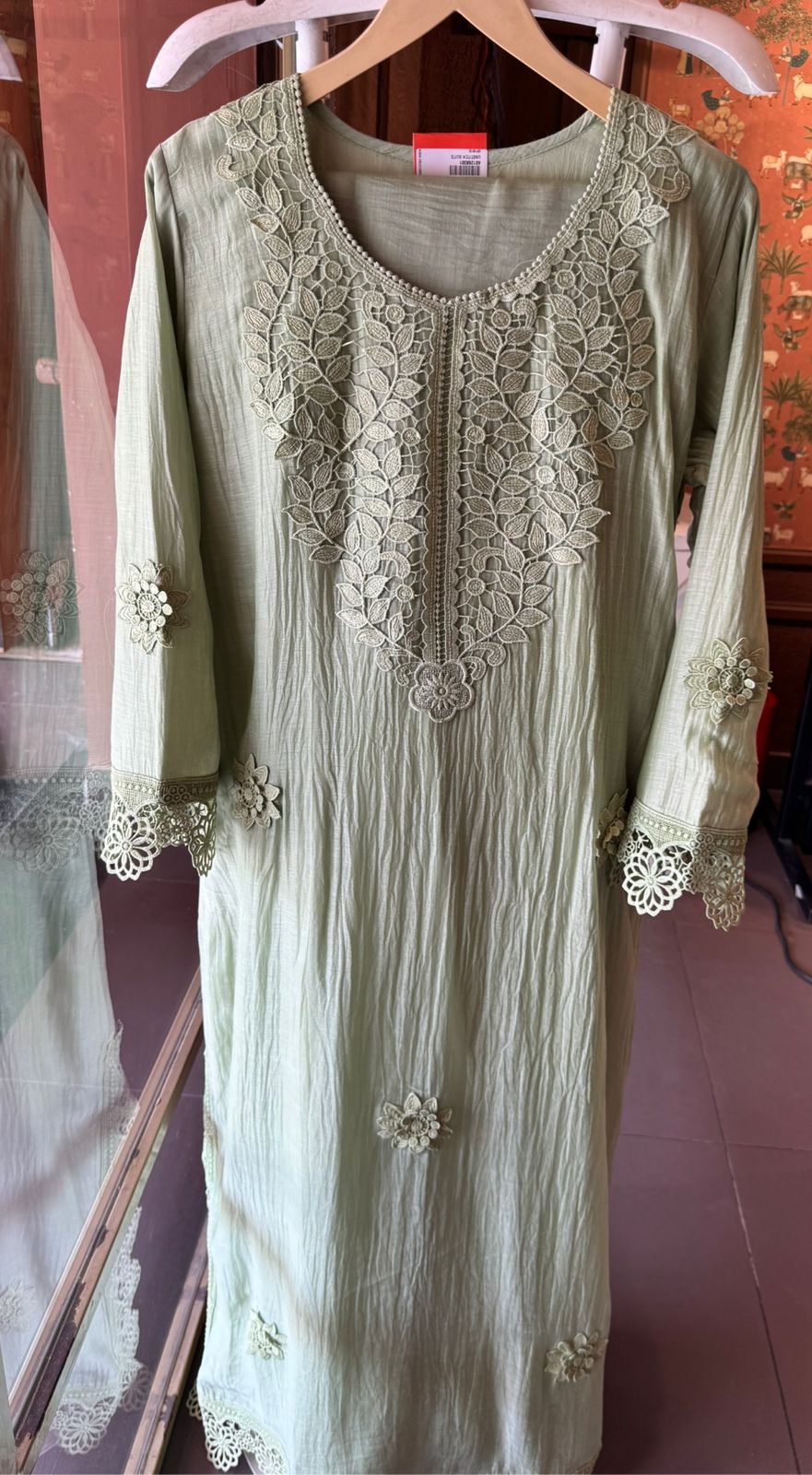Floral Schiffli work Kurta set