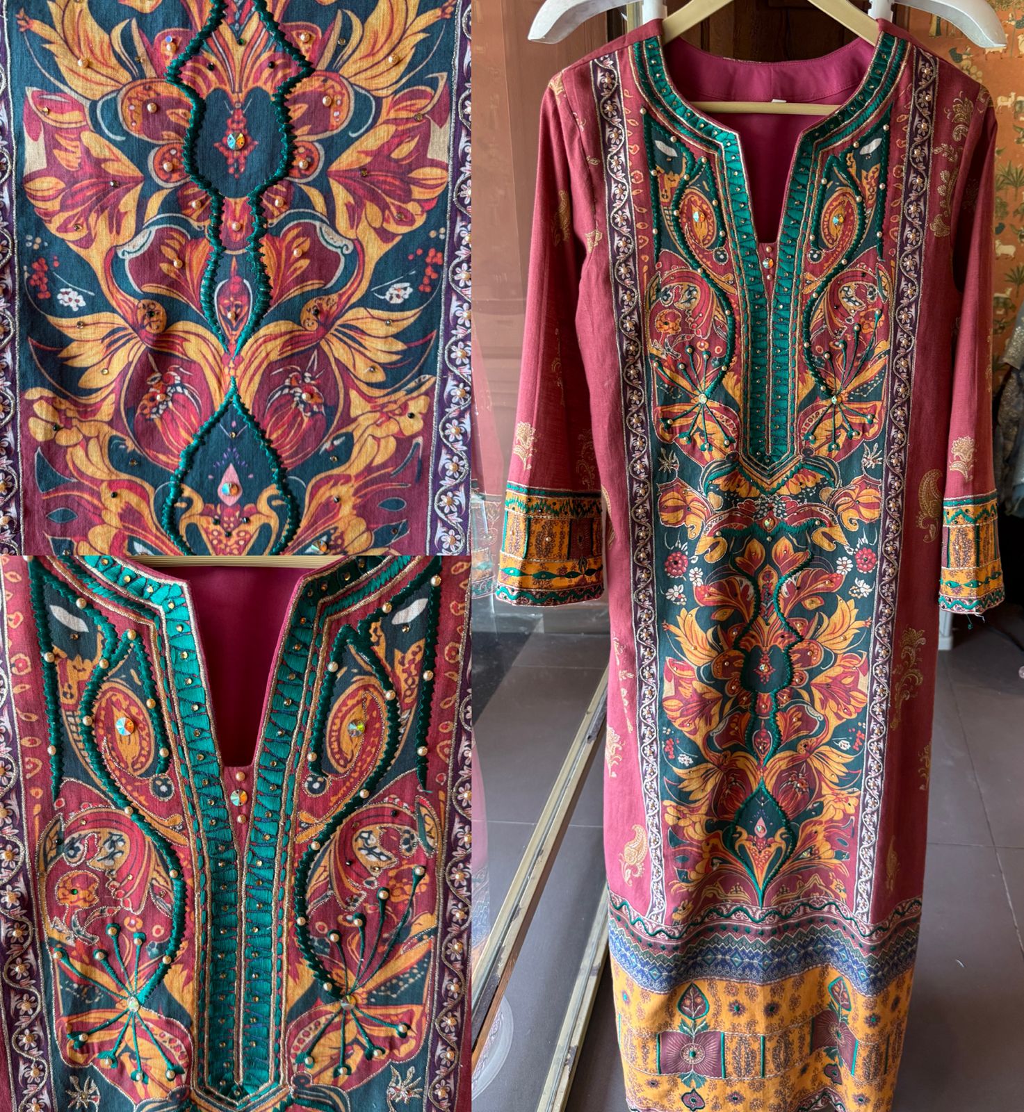 Burgundy Heritage Paisley Printed Kurta