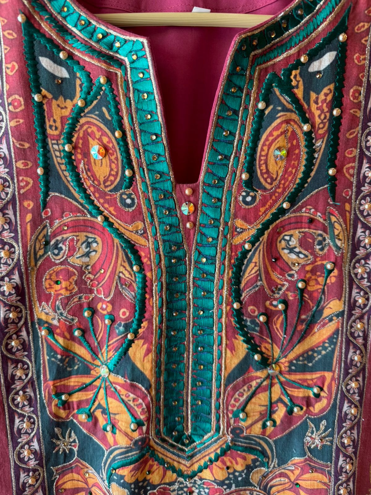 Burgundy Heritage Paisley Printed Kurta