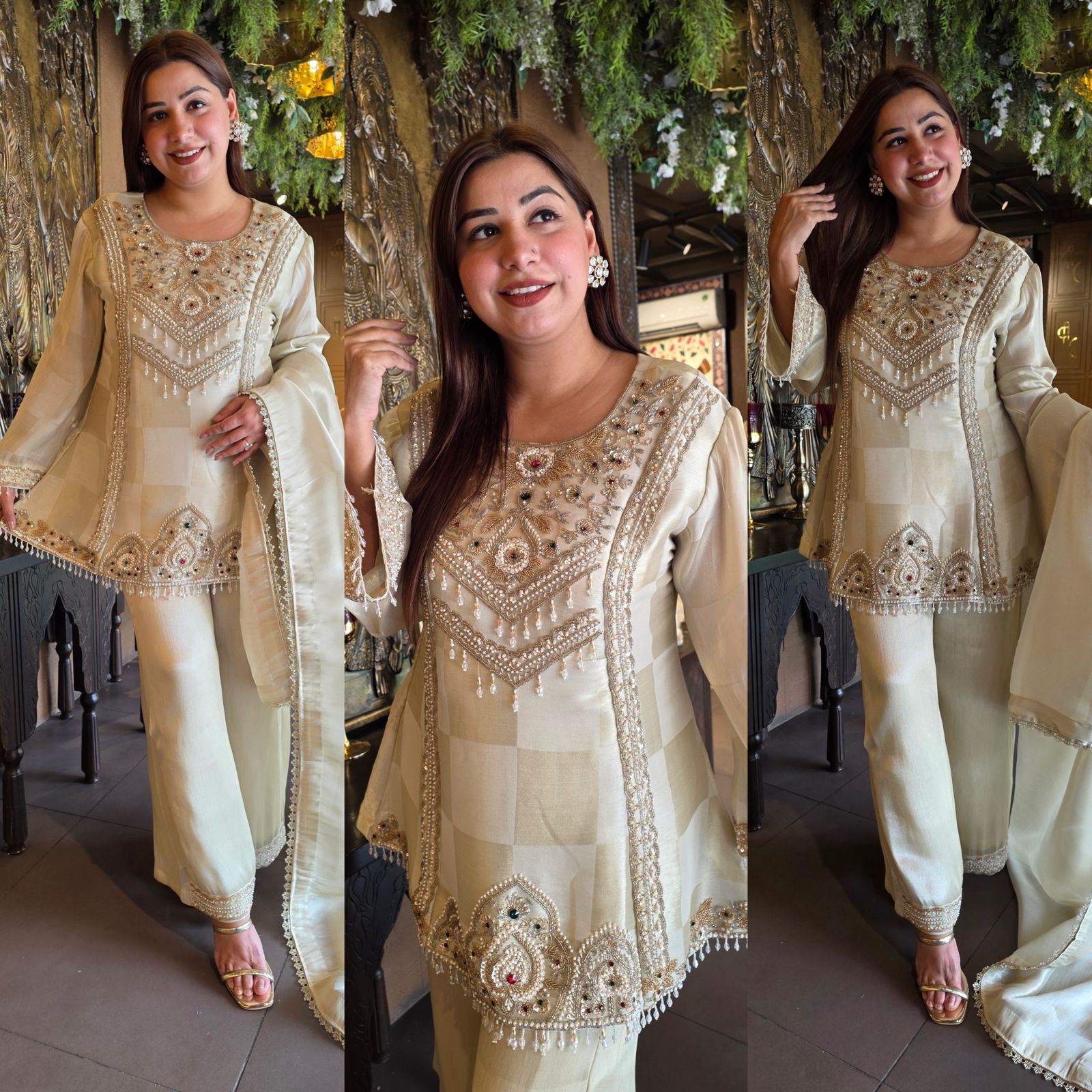 Ivory Pearl Embellished Designer Suit