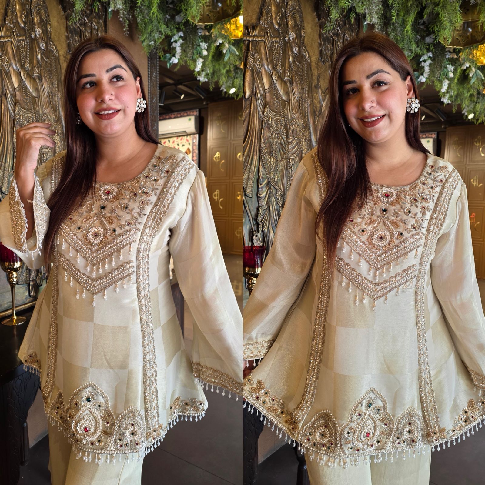 Ivory Pearl Embellished Designer Suit