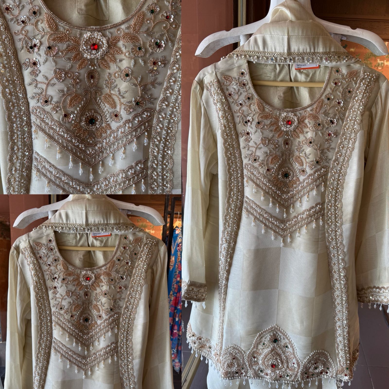 Ivory Pearl Embellished Designer Suit