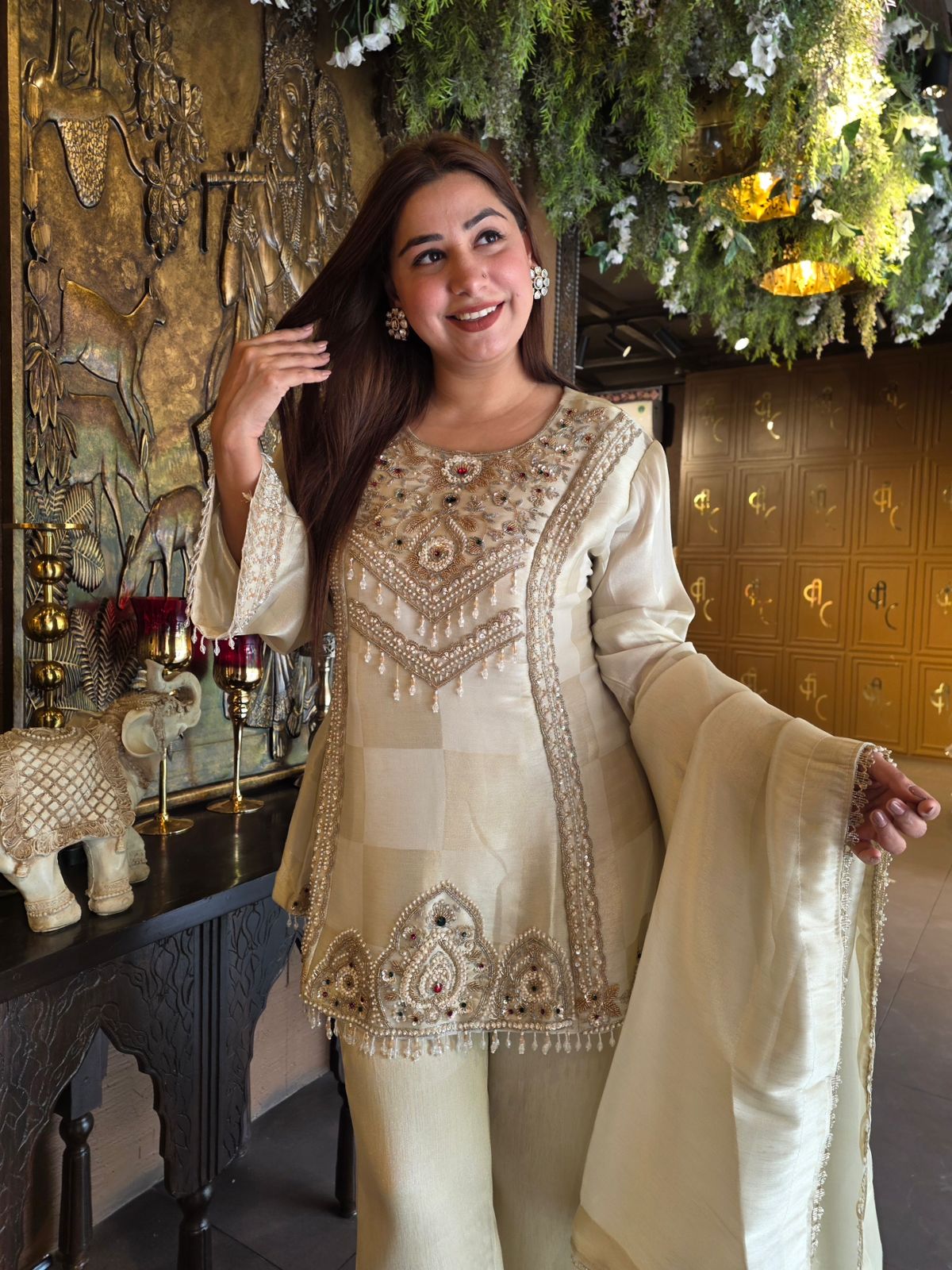Ivory Pearl Embellished Designer Suit