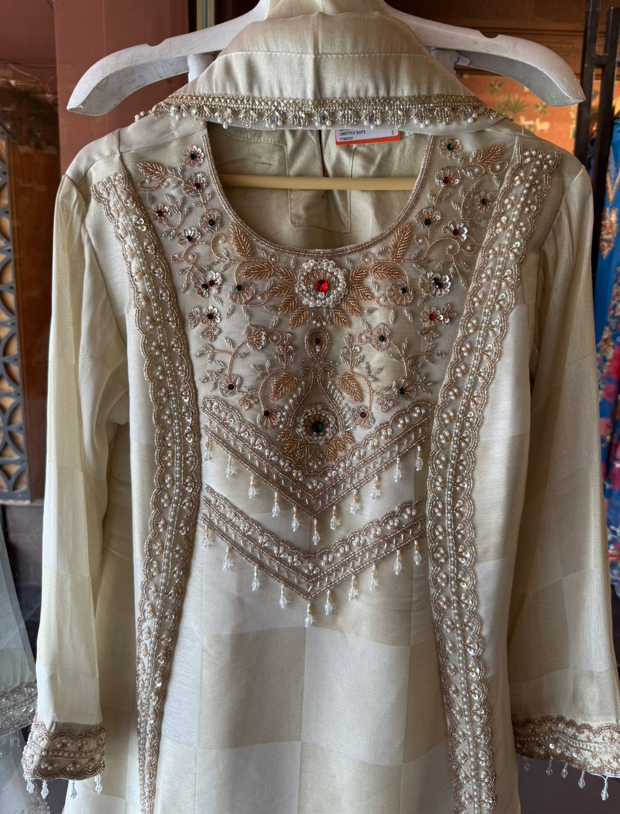 Ivory Pearl Embellished Designer Suit