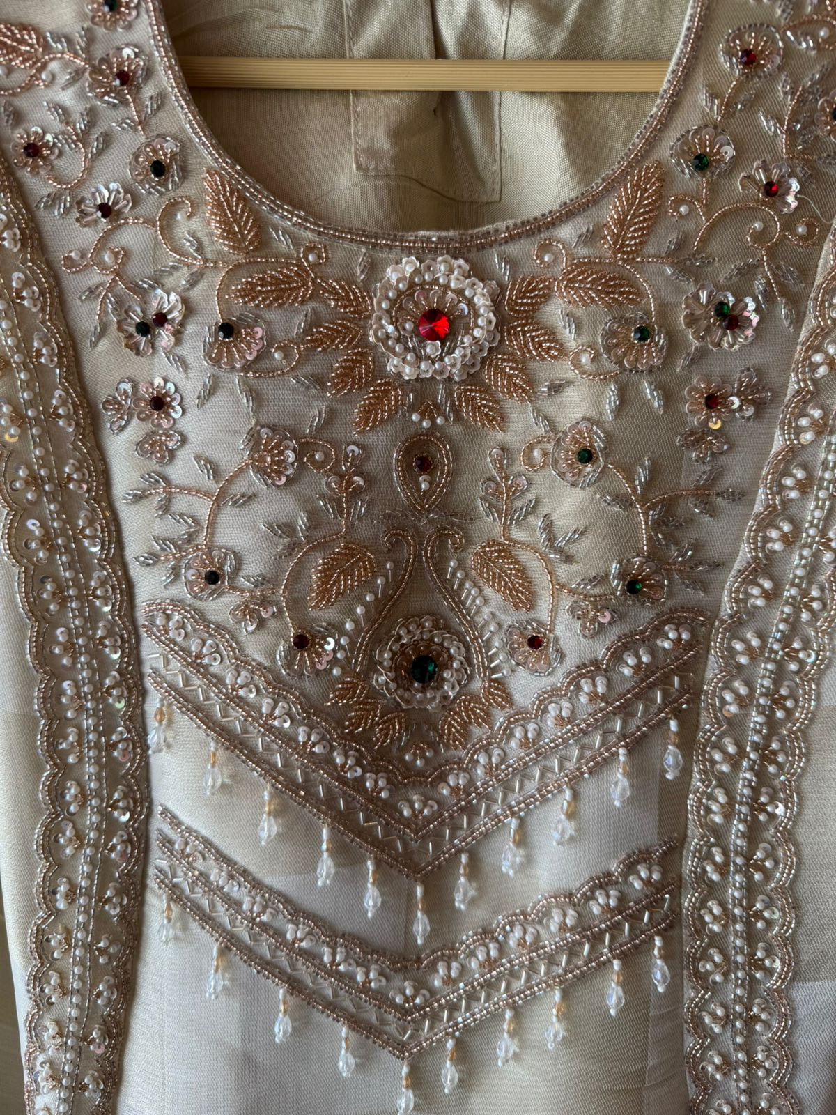 Ivory Pearl Embellished Designer Suit