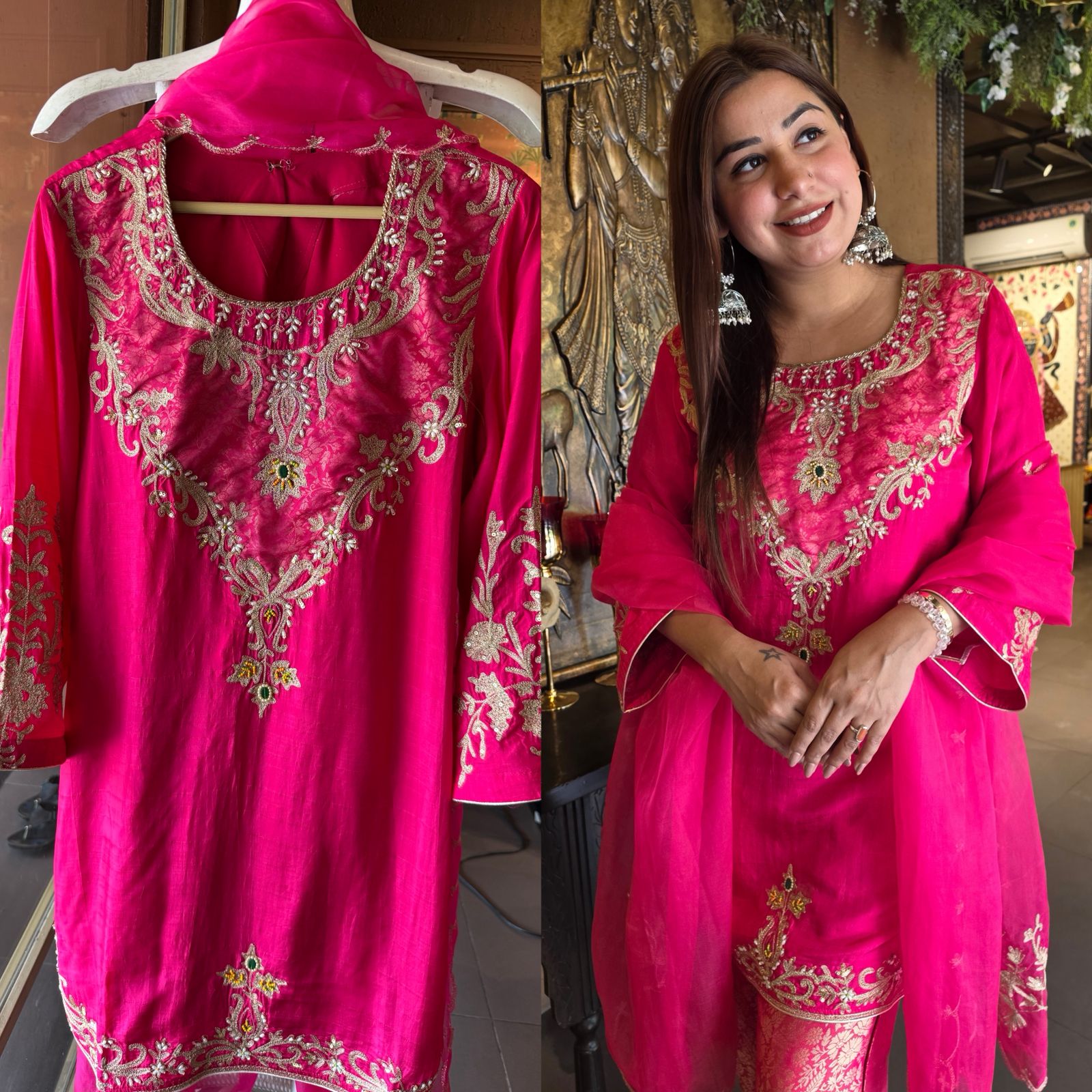 Fuchsia Embroidered designer  Suit Set