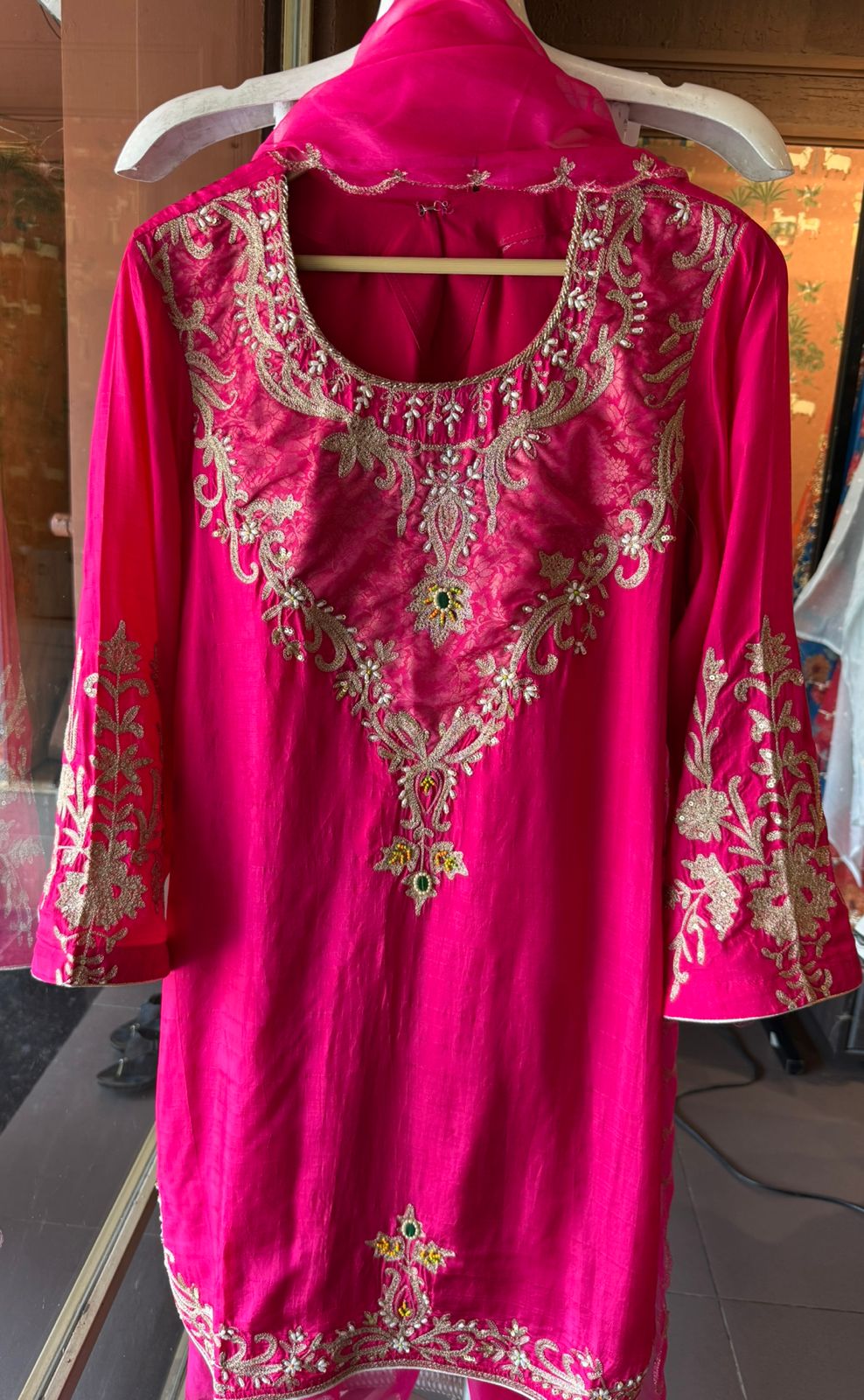 Fuchsia Embroidered designer  Suit Set