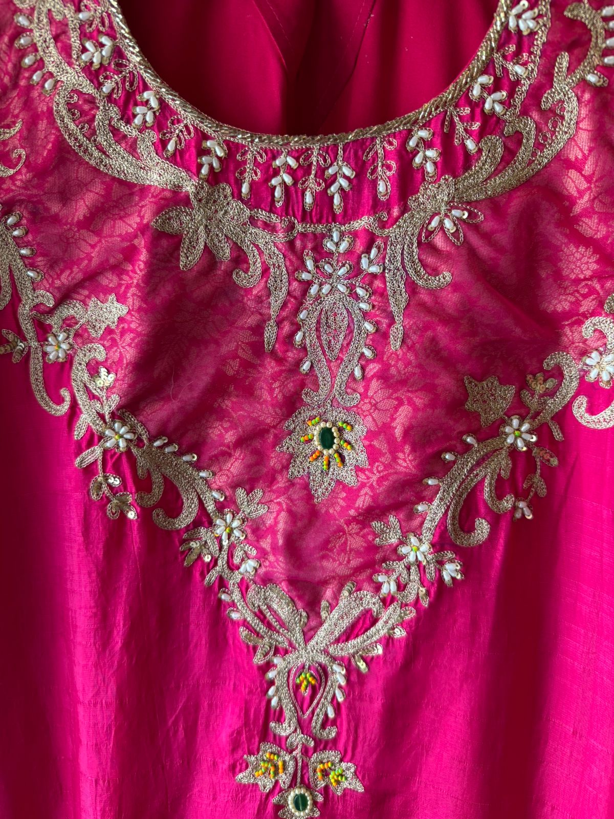 Fuchsia Embroidered designer  Suit Set