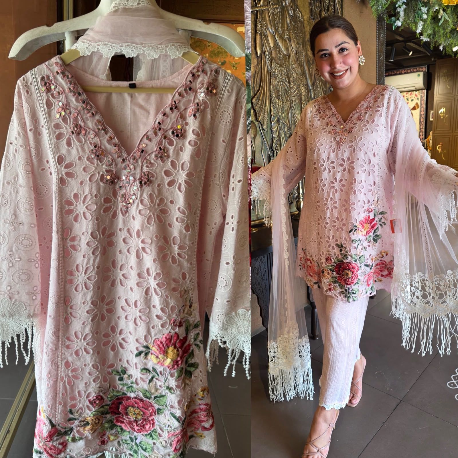 Hakuba cotton Schiffli Embroidered 3 Piece sets