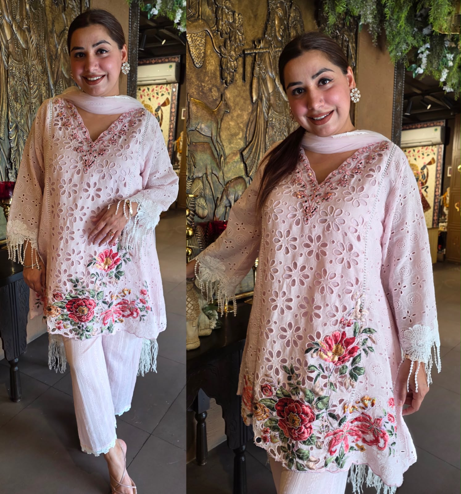 Hakuba cotton Schiffli Embroidered 3 Piece sets