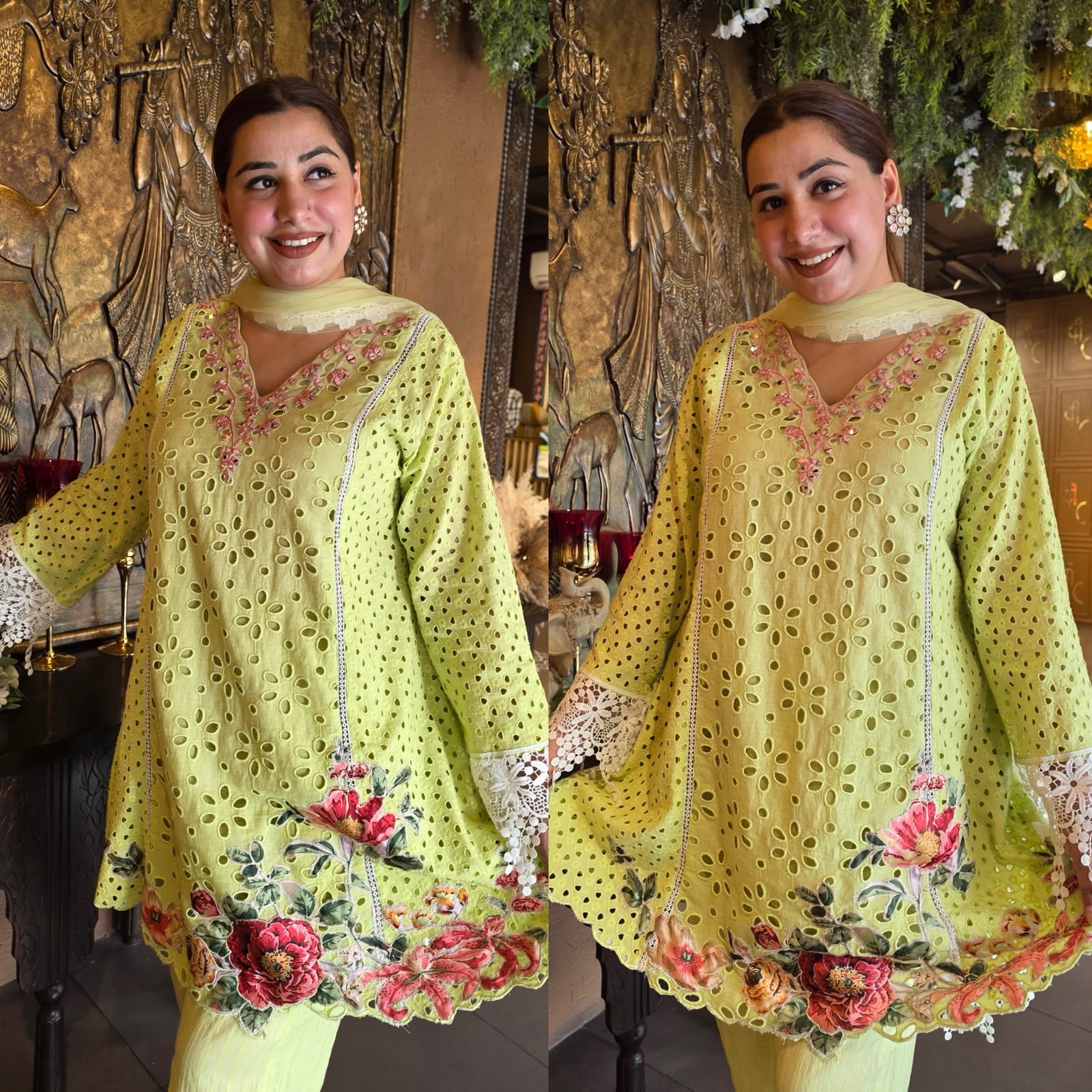 Hakuba cotton Schiffli Embroidered 3 Piece sets