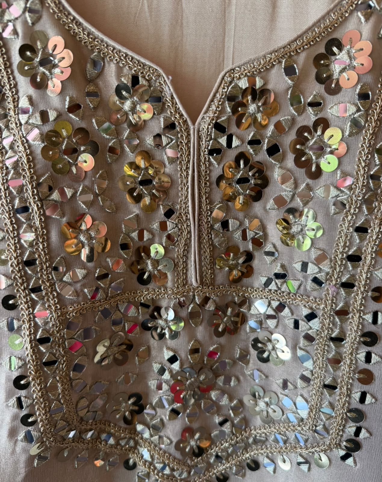 Ivory Mirror Work and Sippi Suit Set