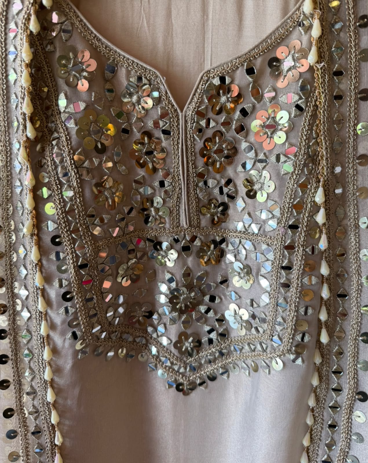 Ivory Mirror Work and Sippi Suit Set