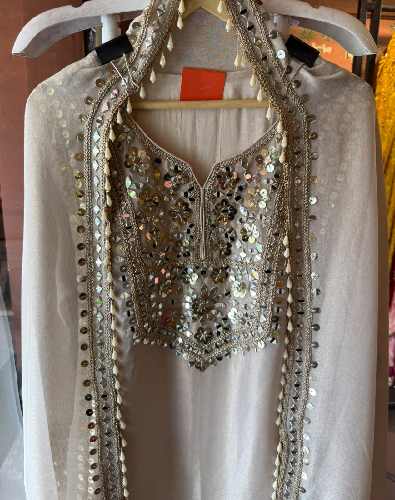 Ivory Mirror Work and Sippi Suit Set