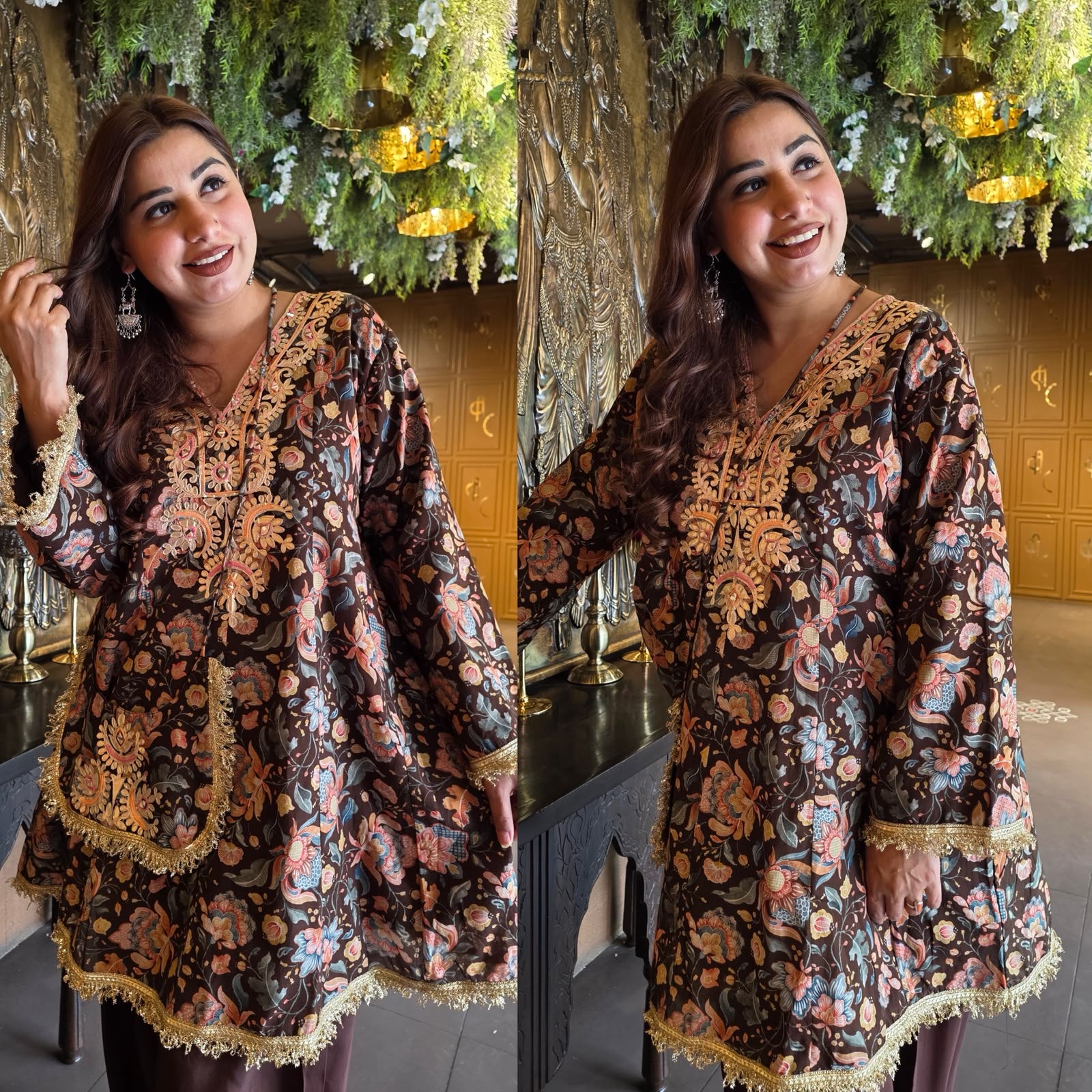 Mum cotton  Floral printed Farshi Set with Purse