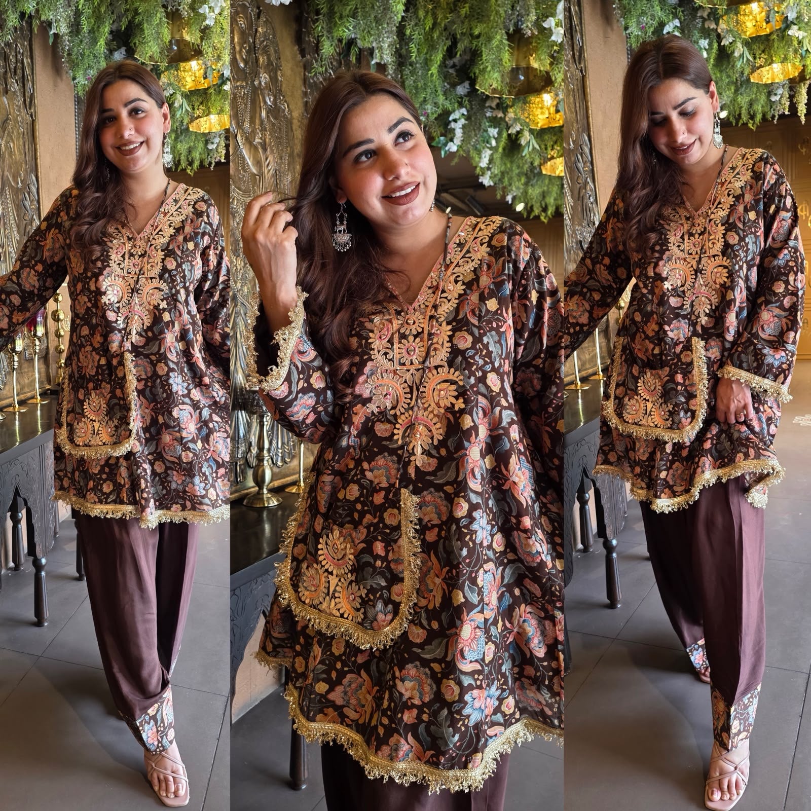 Mum cotton  Floral printed Farshi Set with Purse