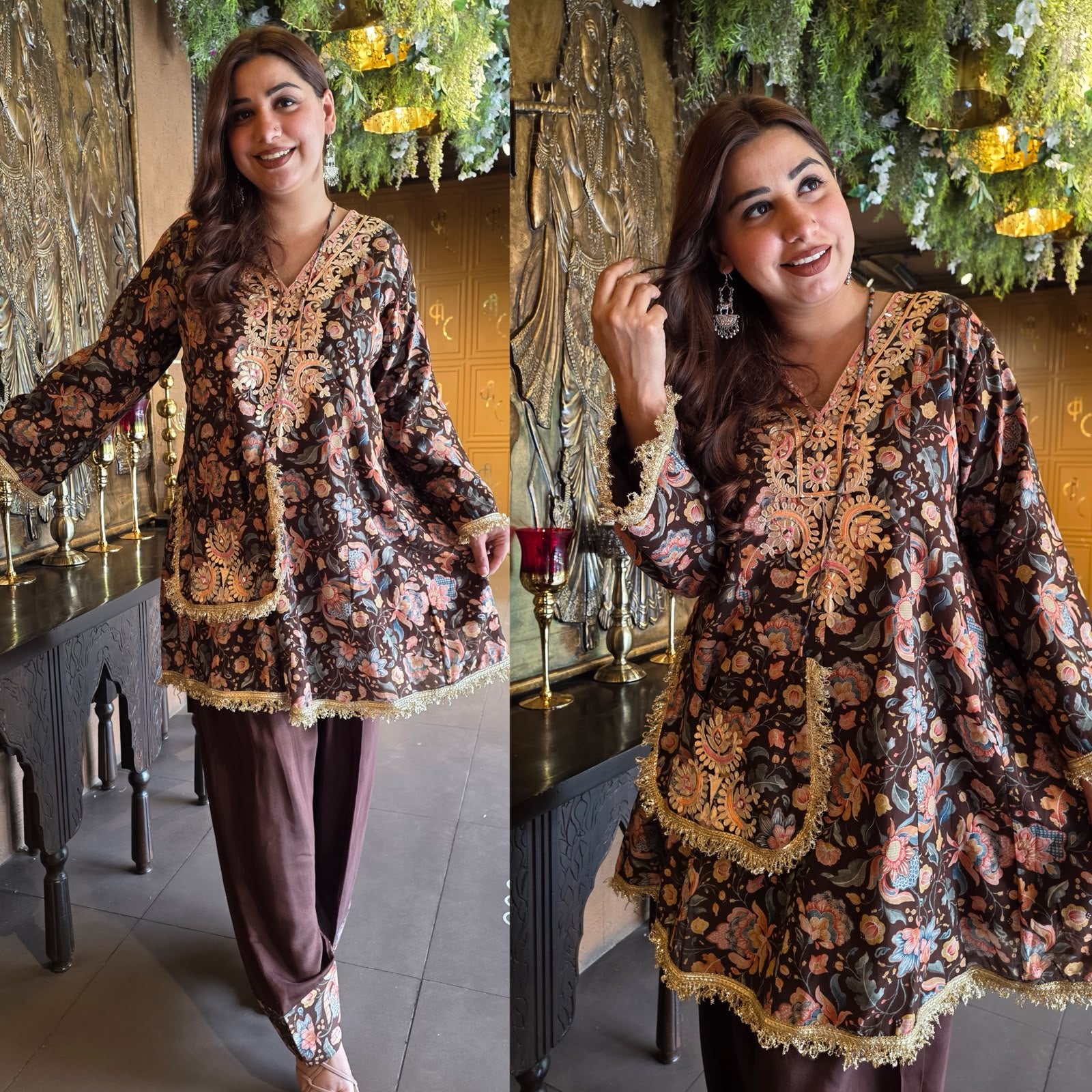 Mum cotton  Floral printed Farshi Set with Purse