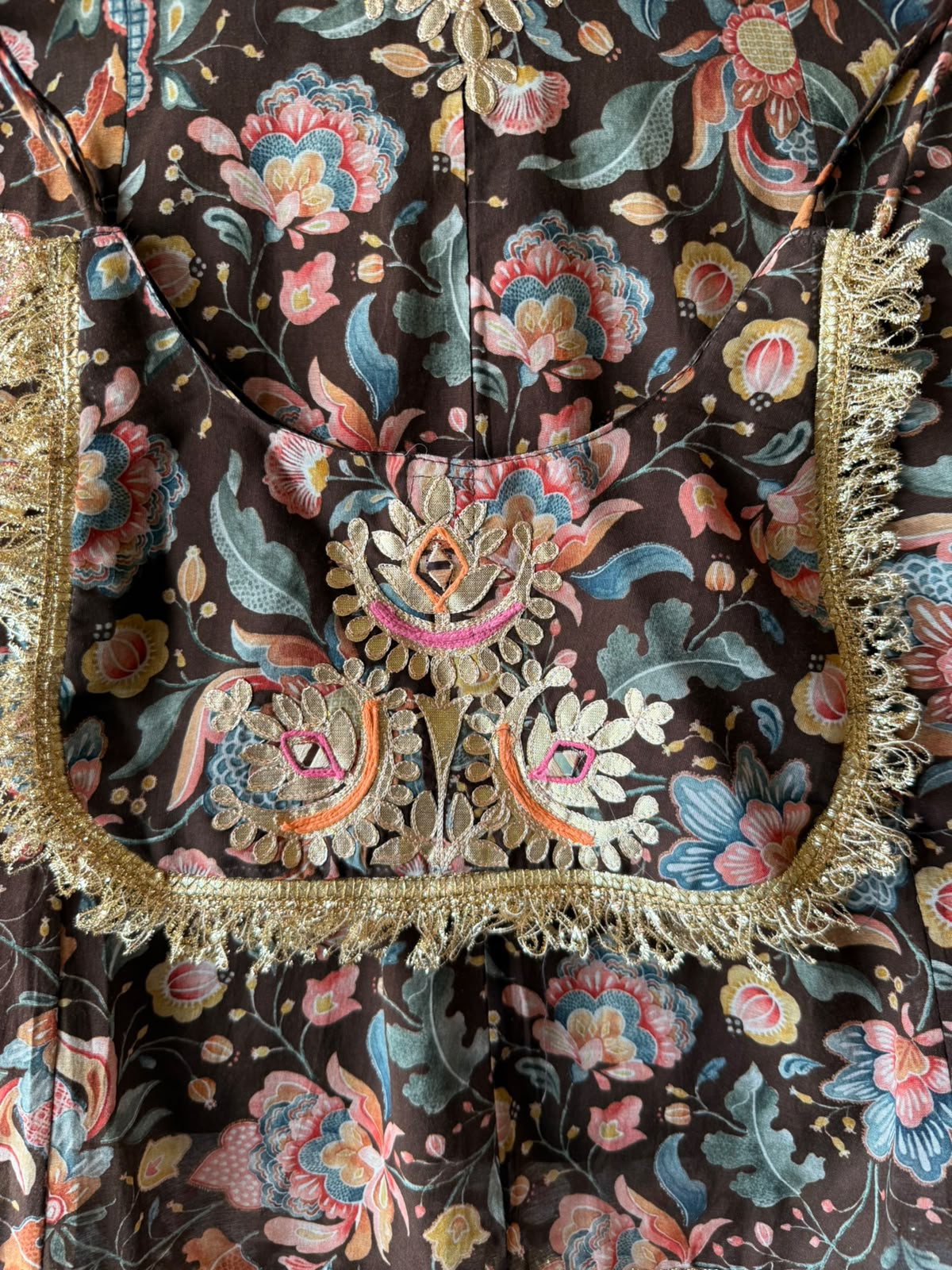 Mum cotton  Floral printed Farshi Set with Purse