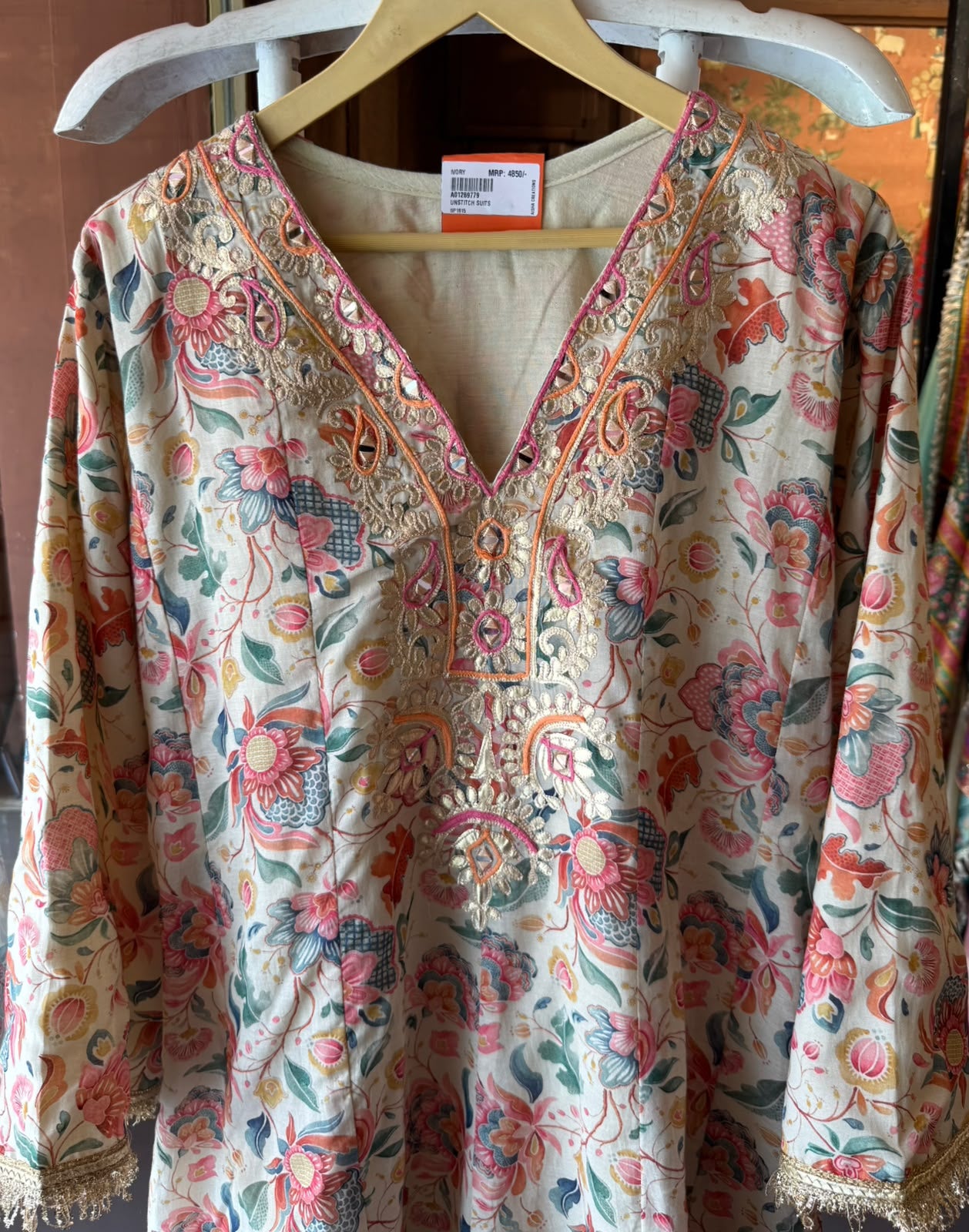 Mum cotton  Floral printed Farshi Set with Purse