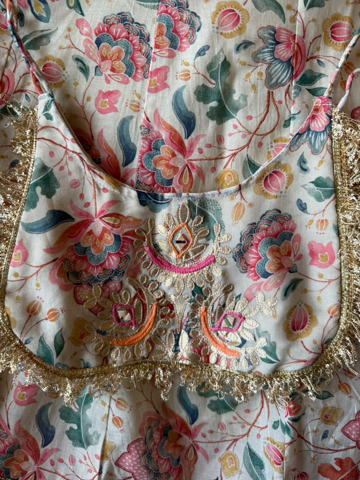 Mum cotton  Floral printed Farshi Set with Purse