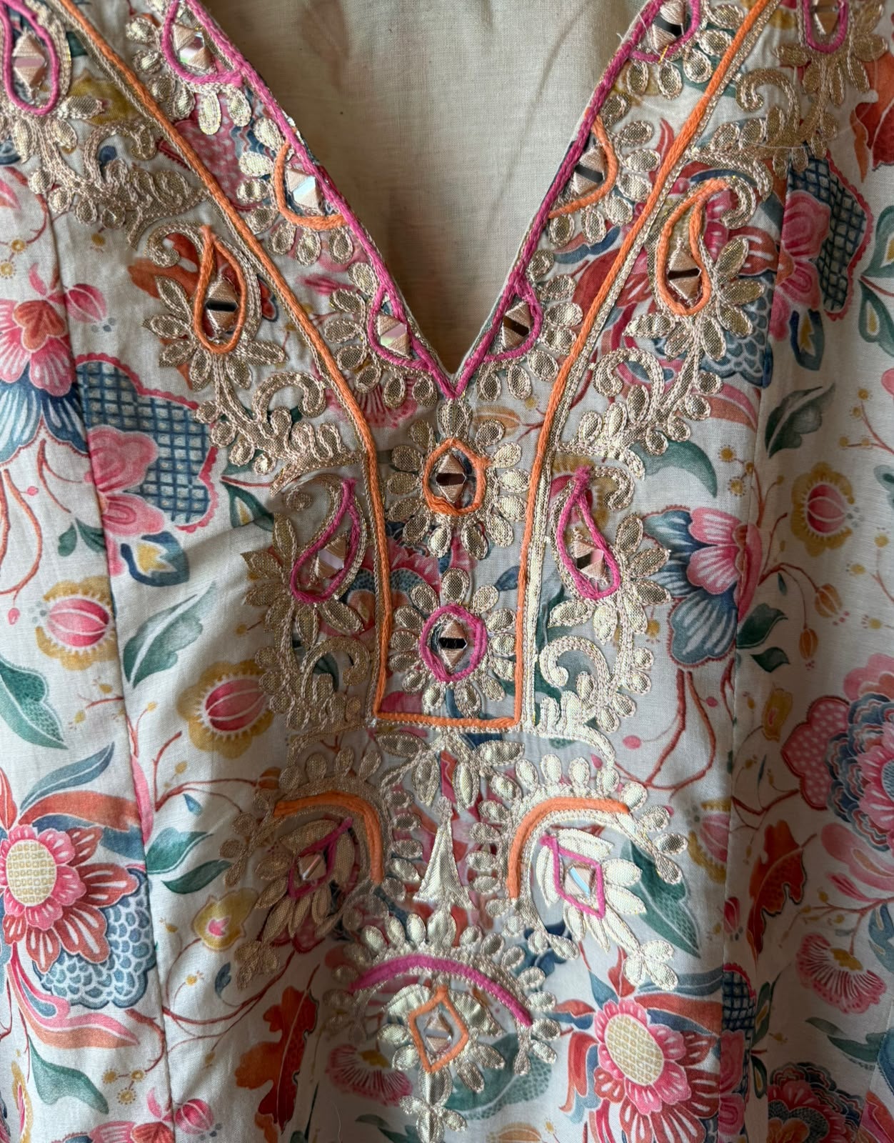Mum cotton  Floral printed Farshi Set with Purse