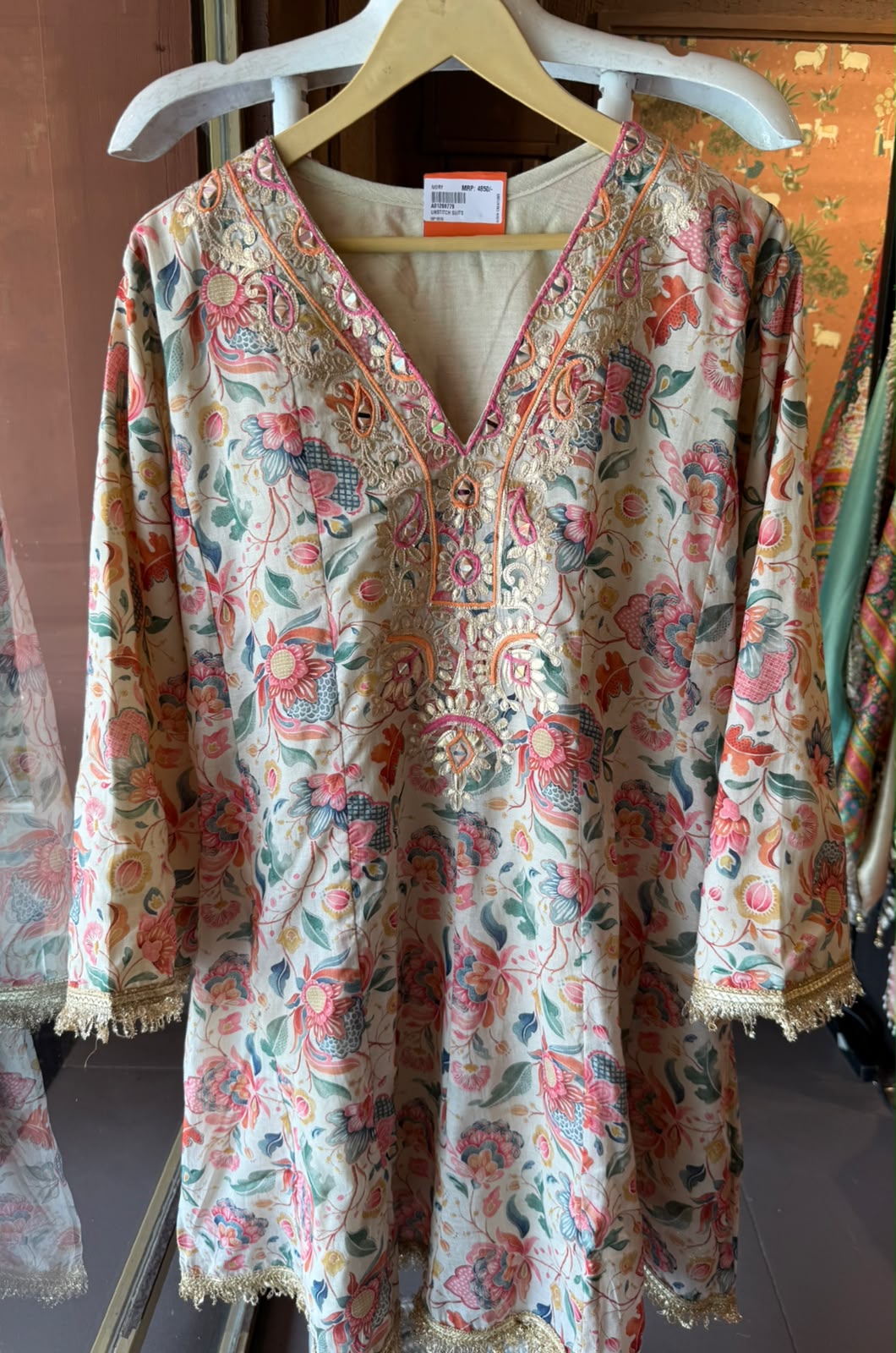Mum cotton  Floral printed Farshi Set with Purse