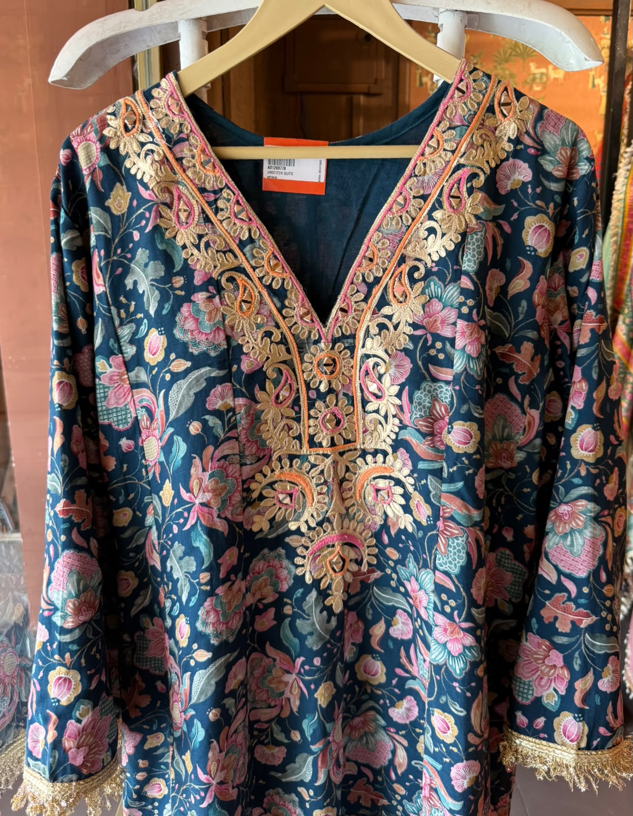 Mum cotton  Floral printed Farshi Set with Purse