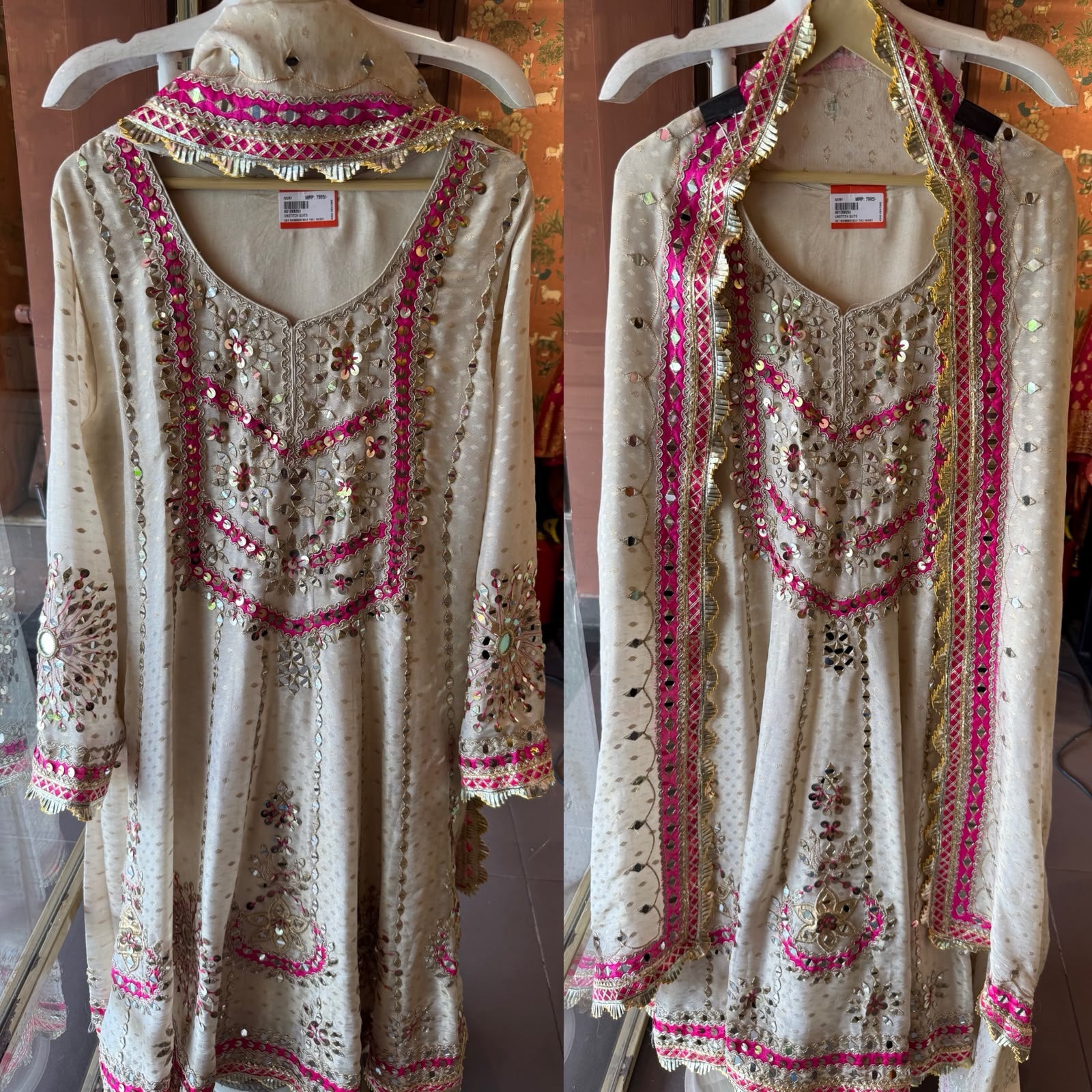 Mirror Work Festive Designer Anarkali Set