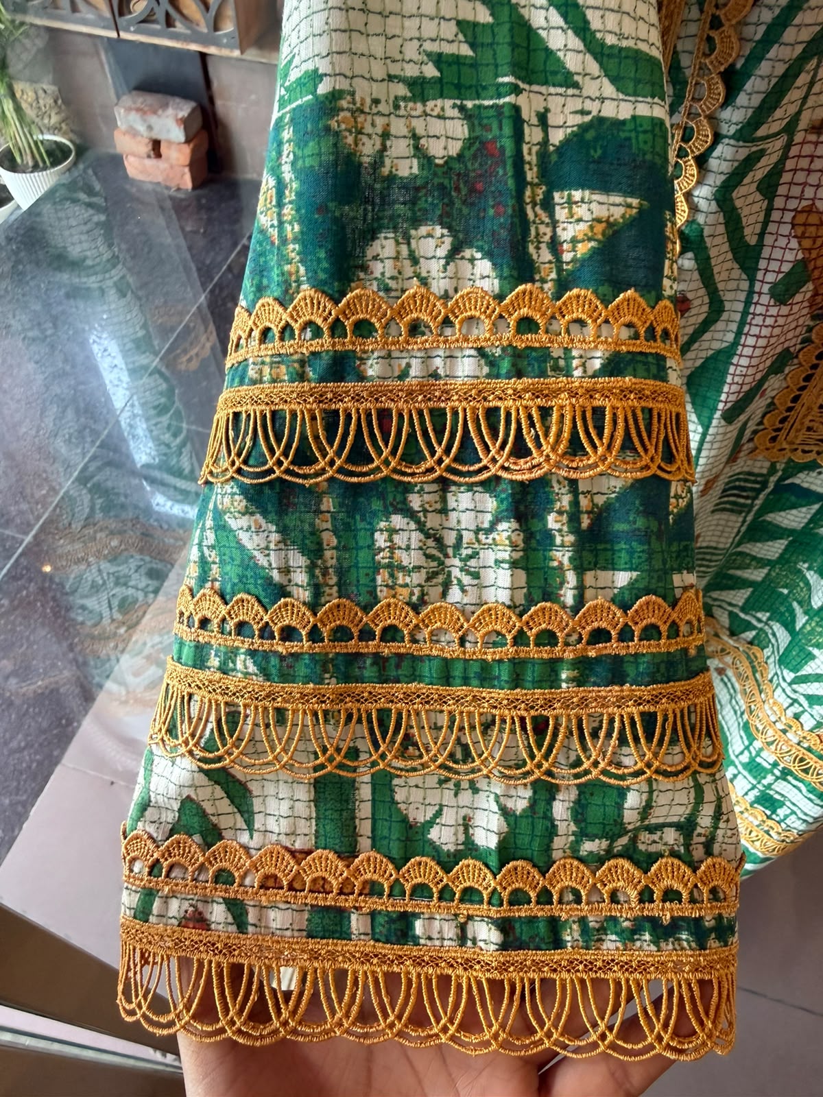 Emerald Green Printed Cotton Suit Set