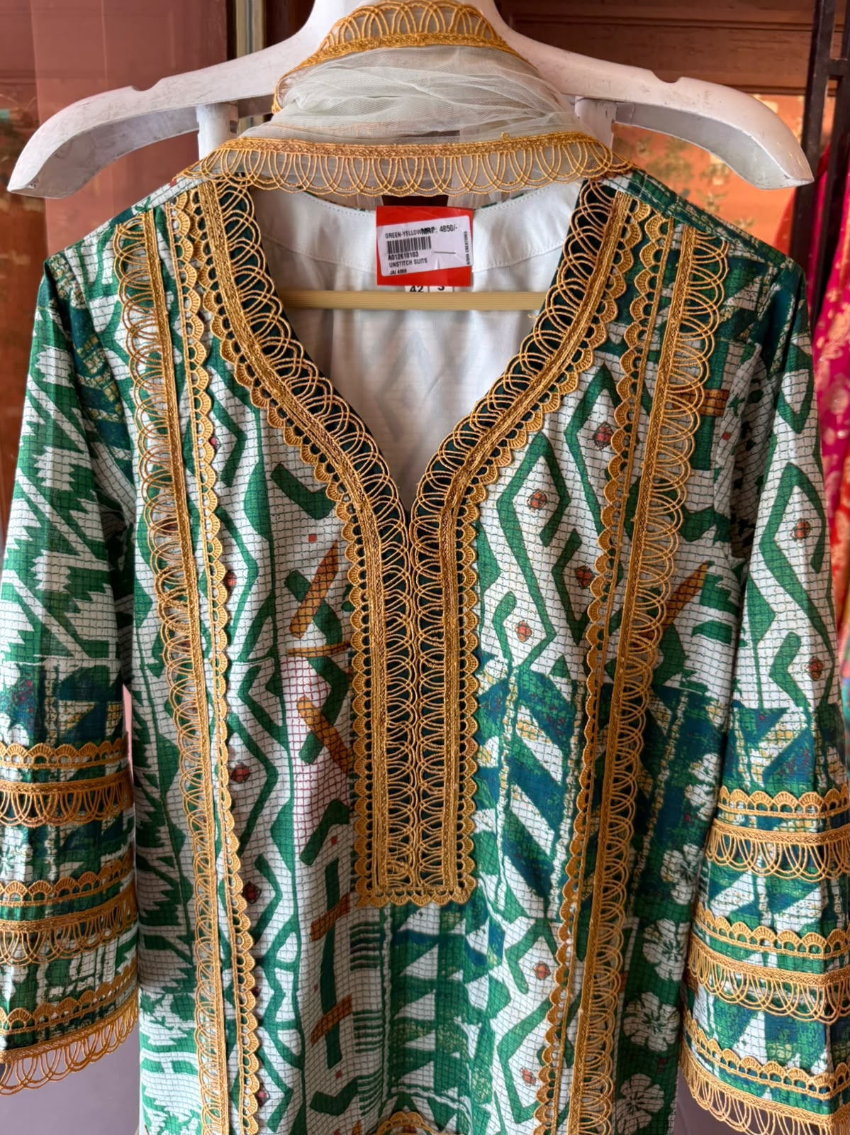 Emerald Green Printed Cotton Suit Set