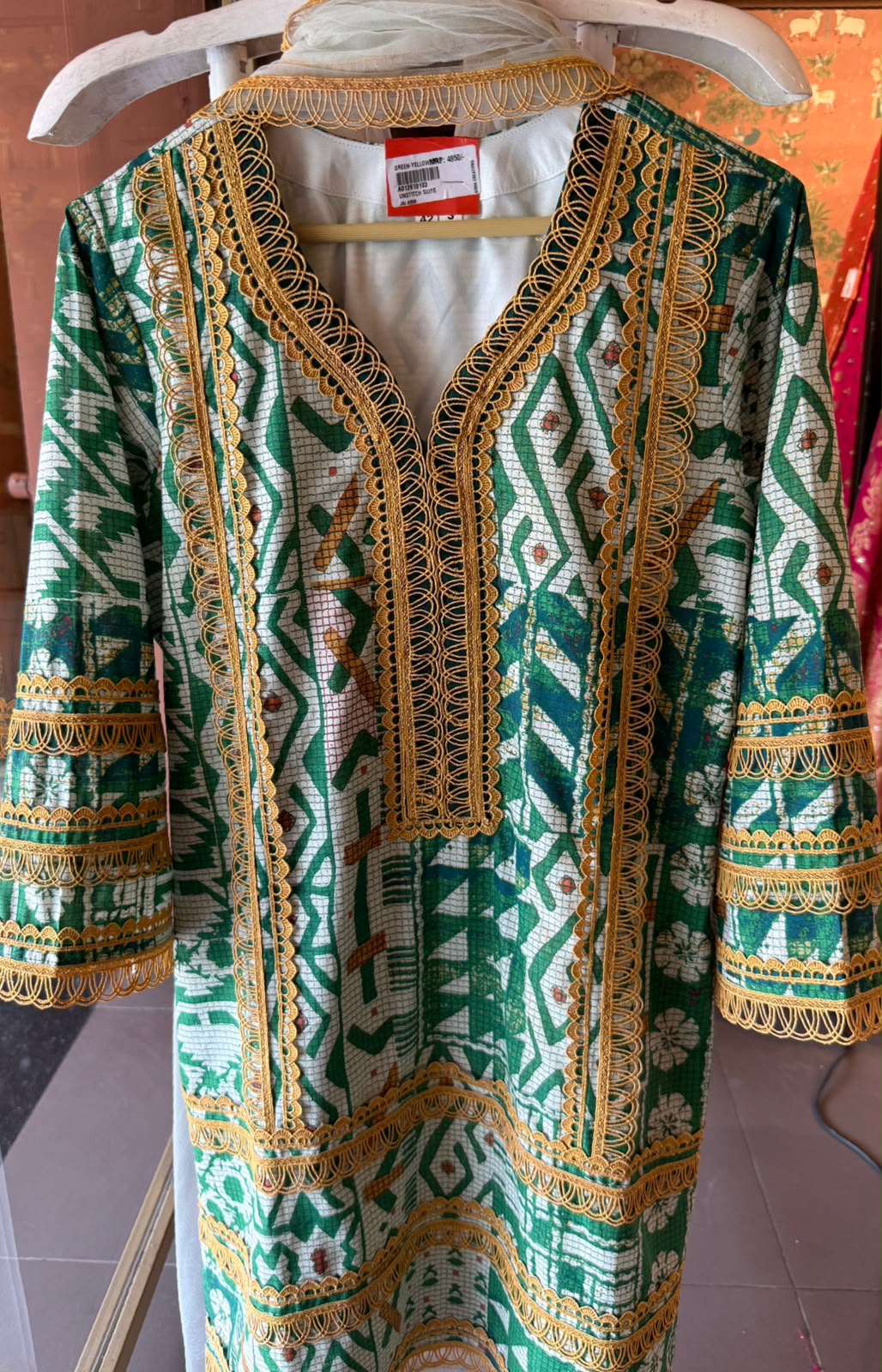 Emerald Green Printed Cotton Suit Set