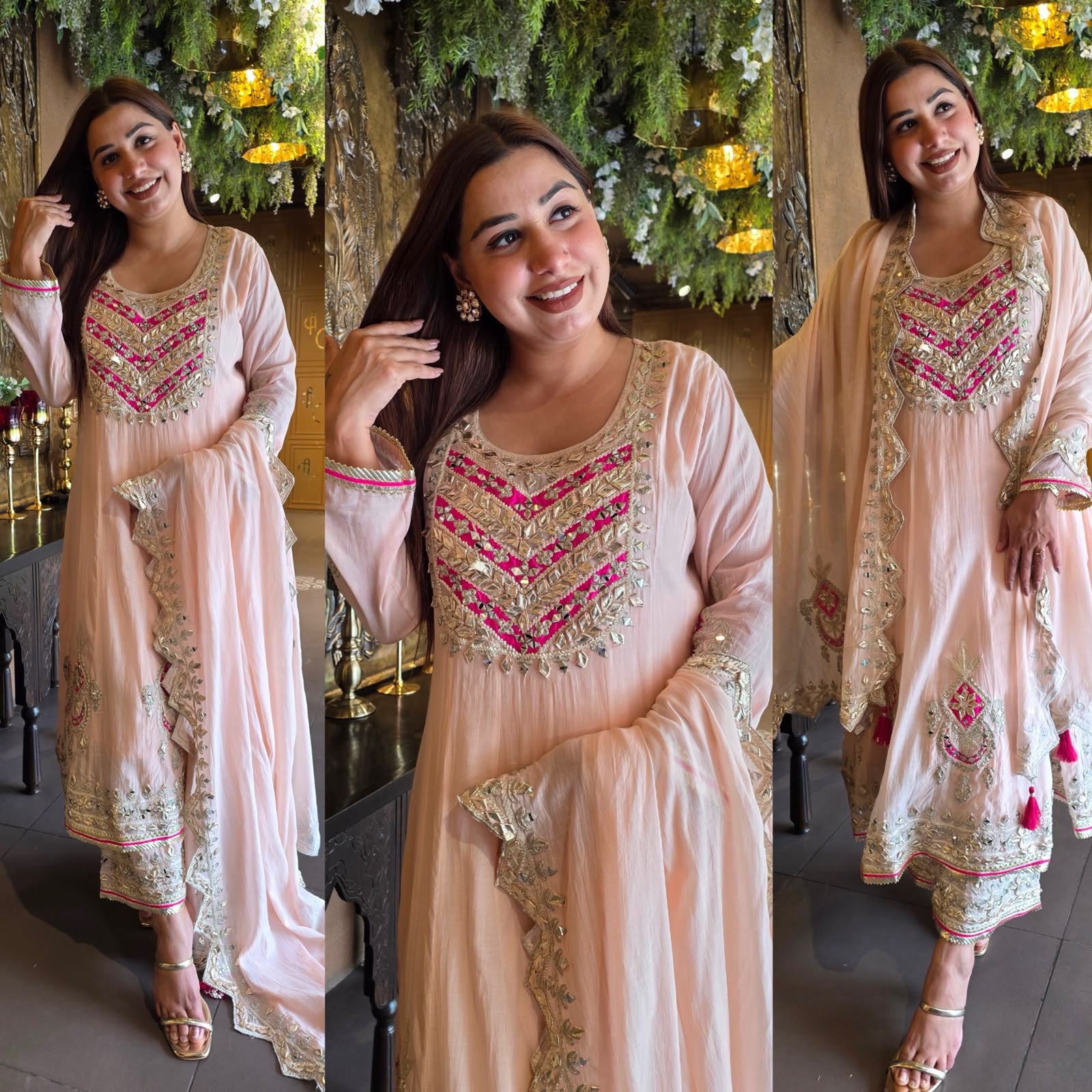 Blush Pink Embroidered Anarkali Suit Set