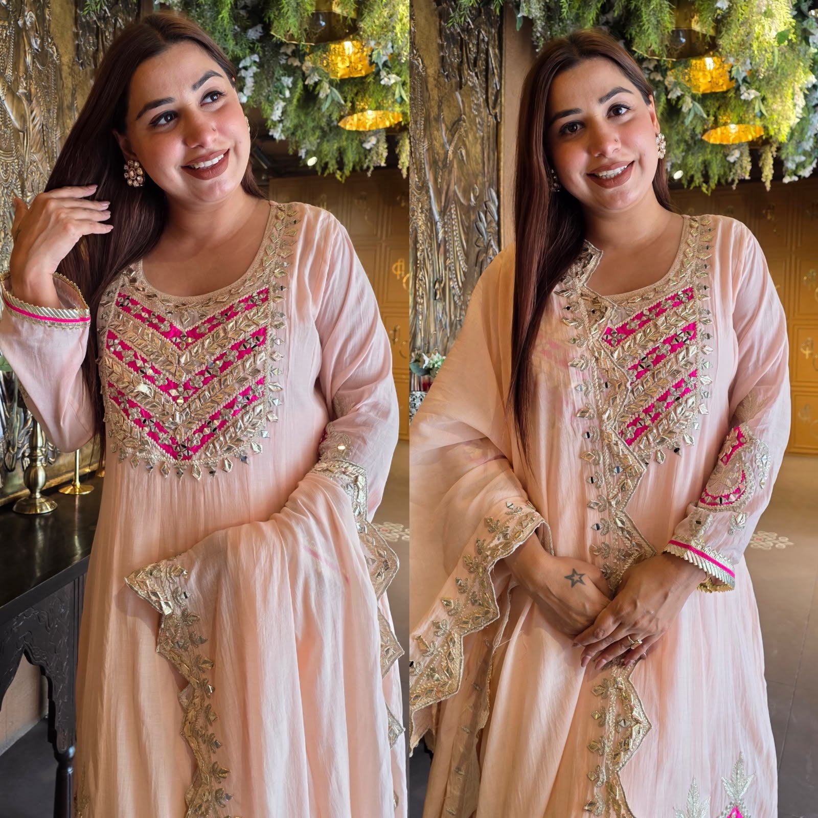 Blush Pink Embroidered Anarkali Suit Set